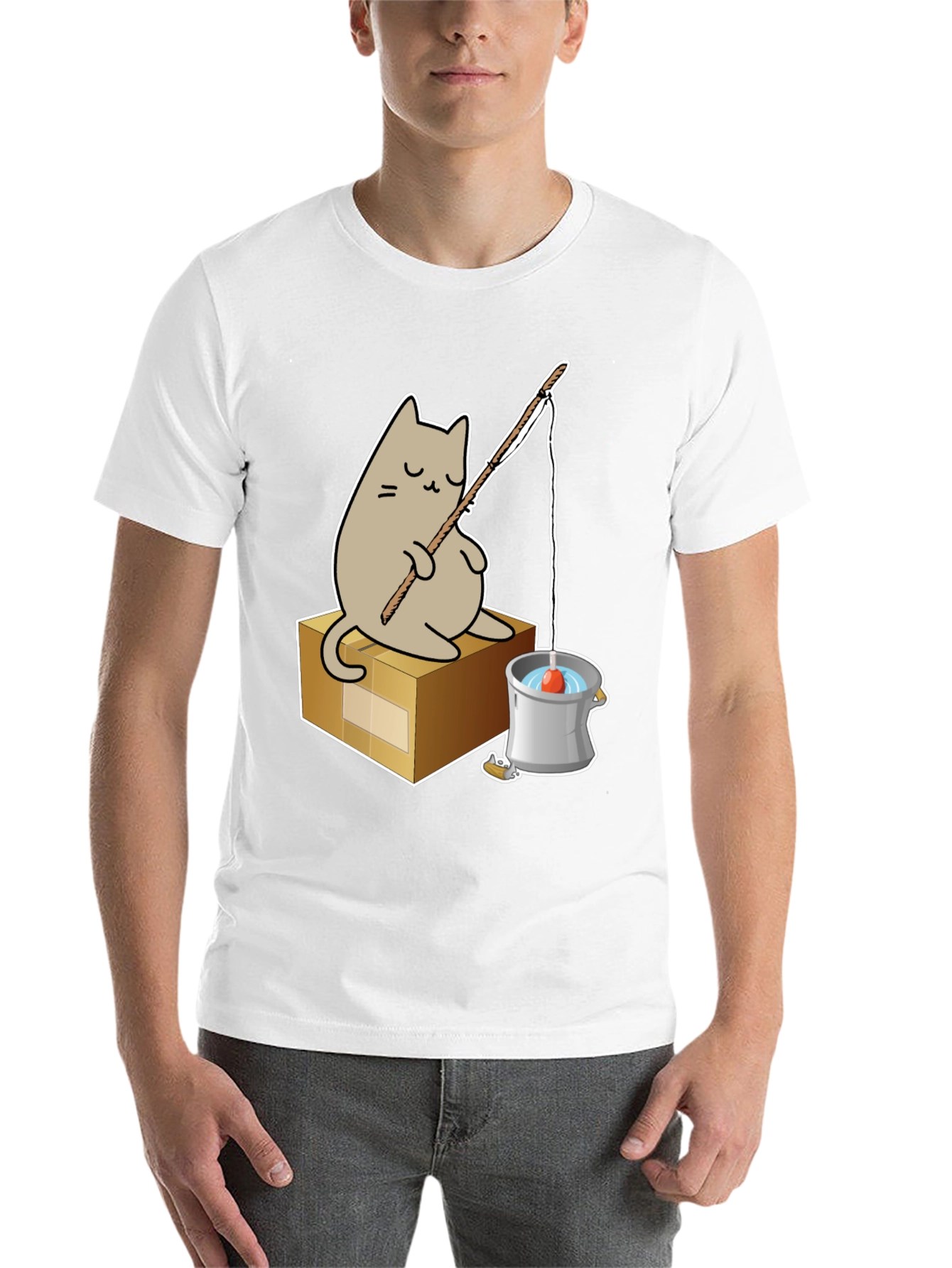 Black Cat Fishing T-Shirt - Cute Graphic Tee view 14