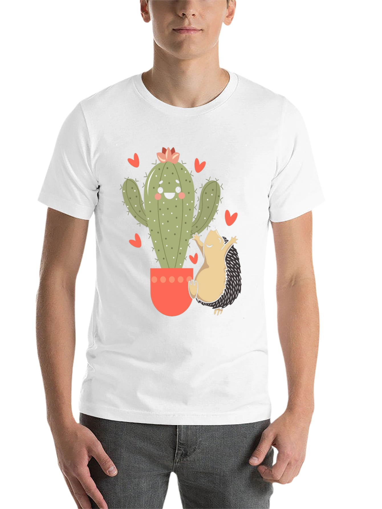 Black Cute Cactus & Hedgehog Graphic Tee view 14