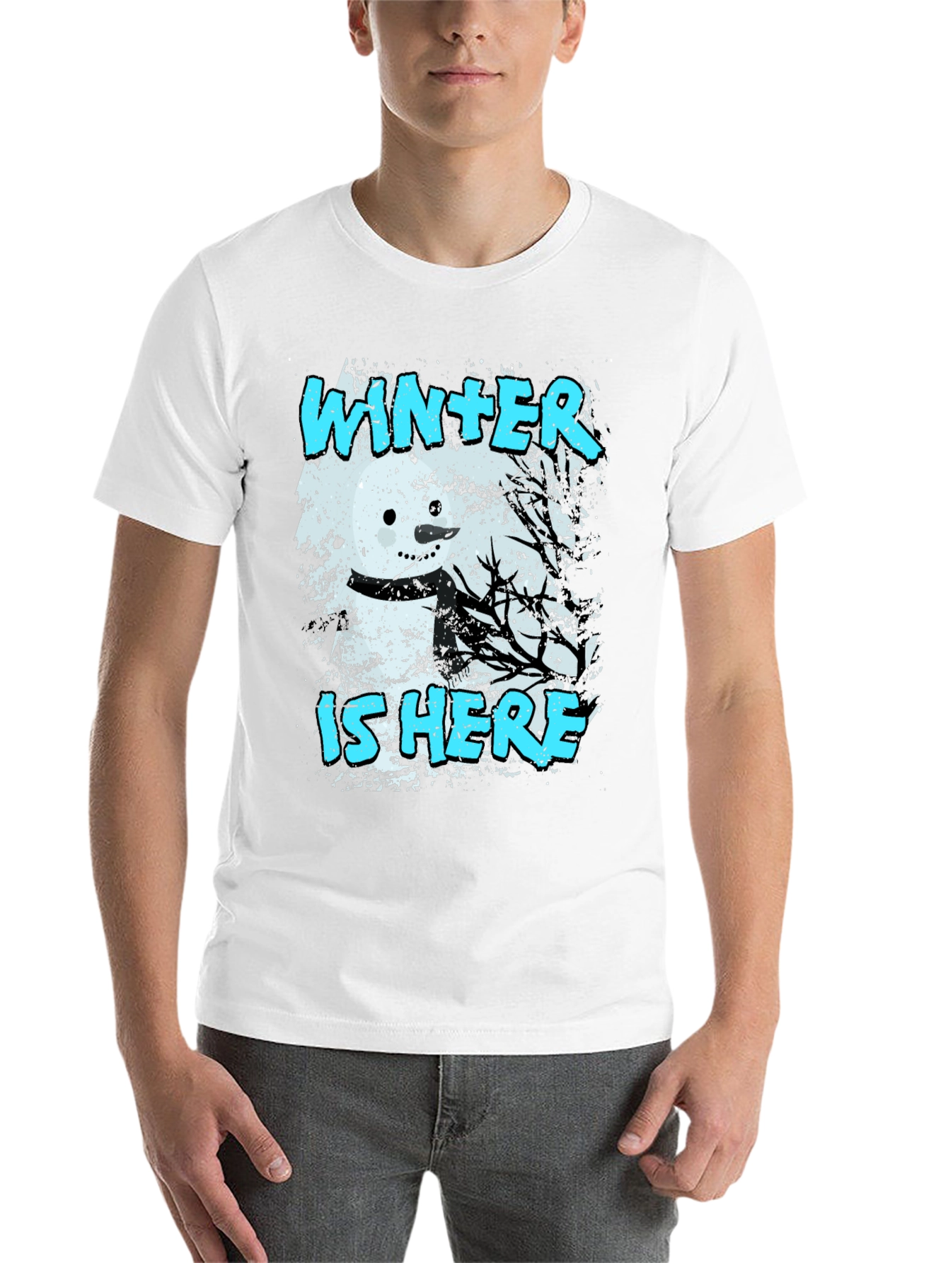 Black Winter is Here T-Shirt - Snowman Graphic Tee view 14
