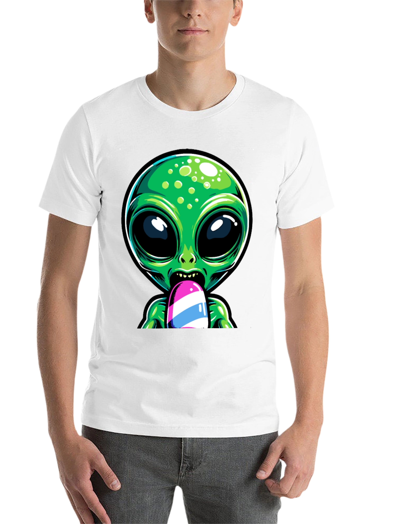 Black Alien Ice Pop Graphic Tee - Funky Casual Wear view 14