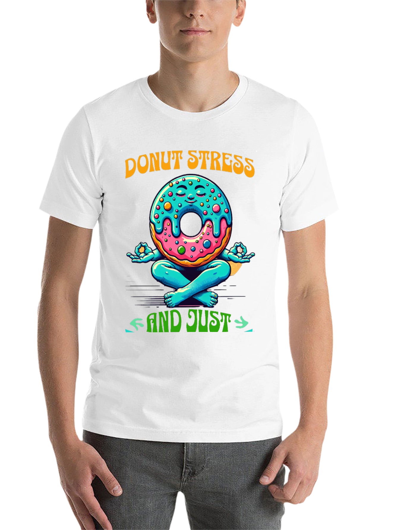Black Donut Stress Meditating Graphic Tee view 14