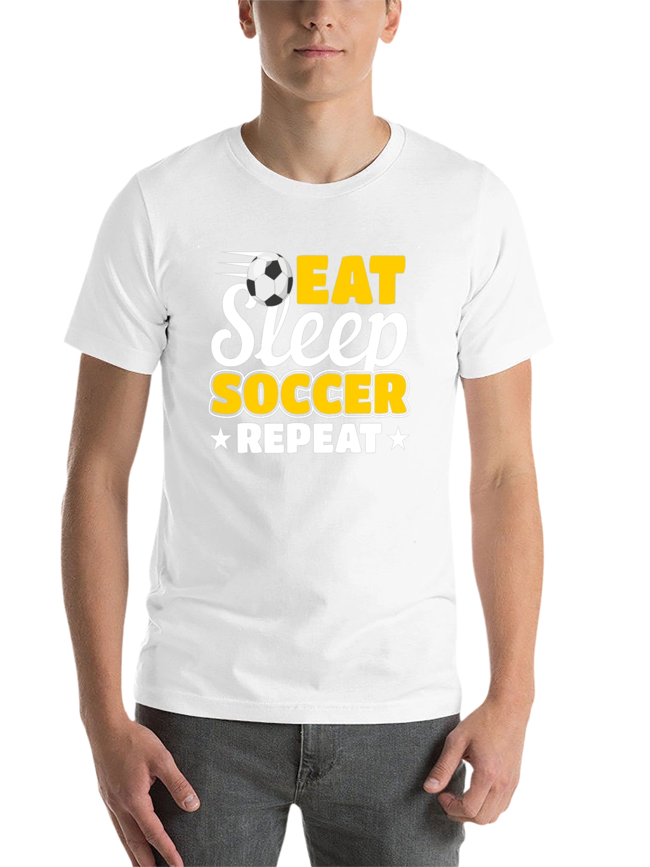Black Eat Sleep Soccer Repeat Black T-Shirt view 14
