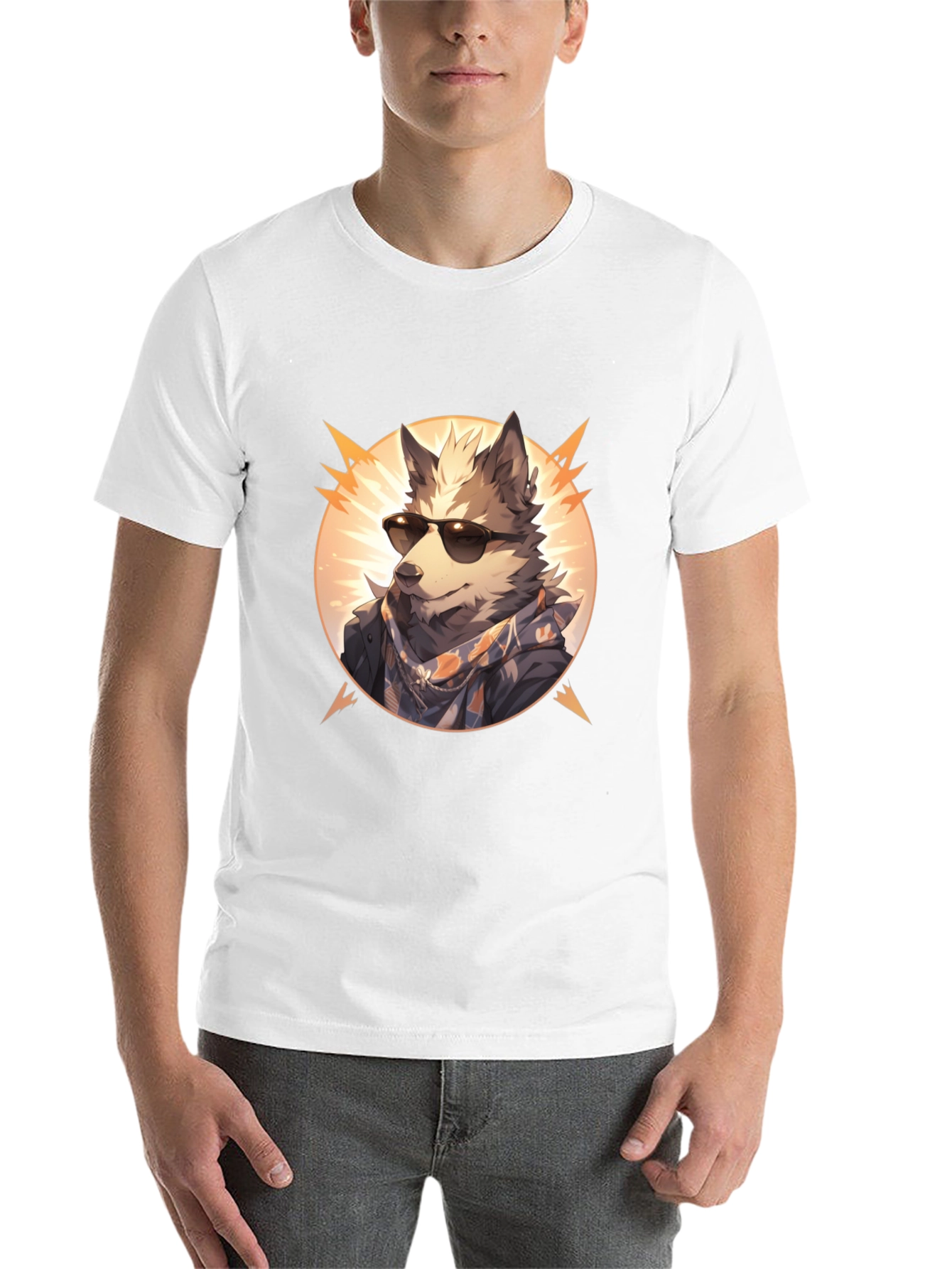 Black Cool Wolf Graphic Tee - Unisex Black T-Shirt view 14