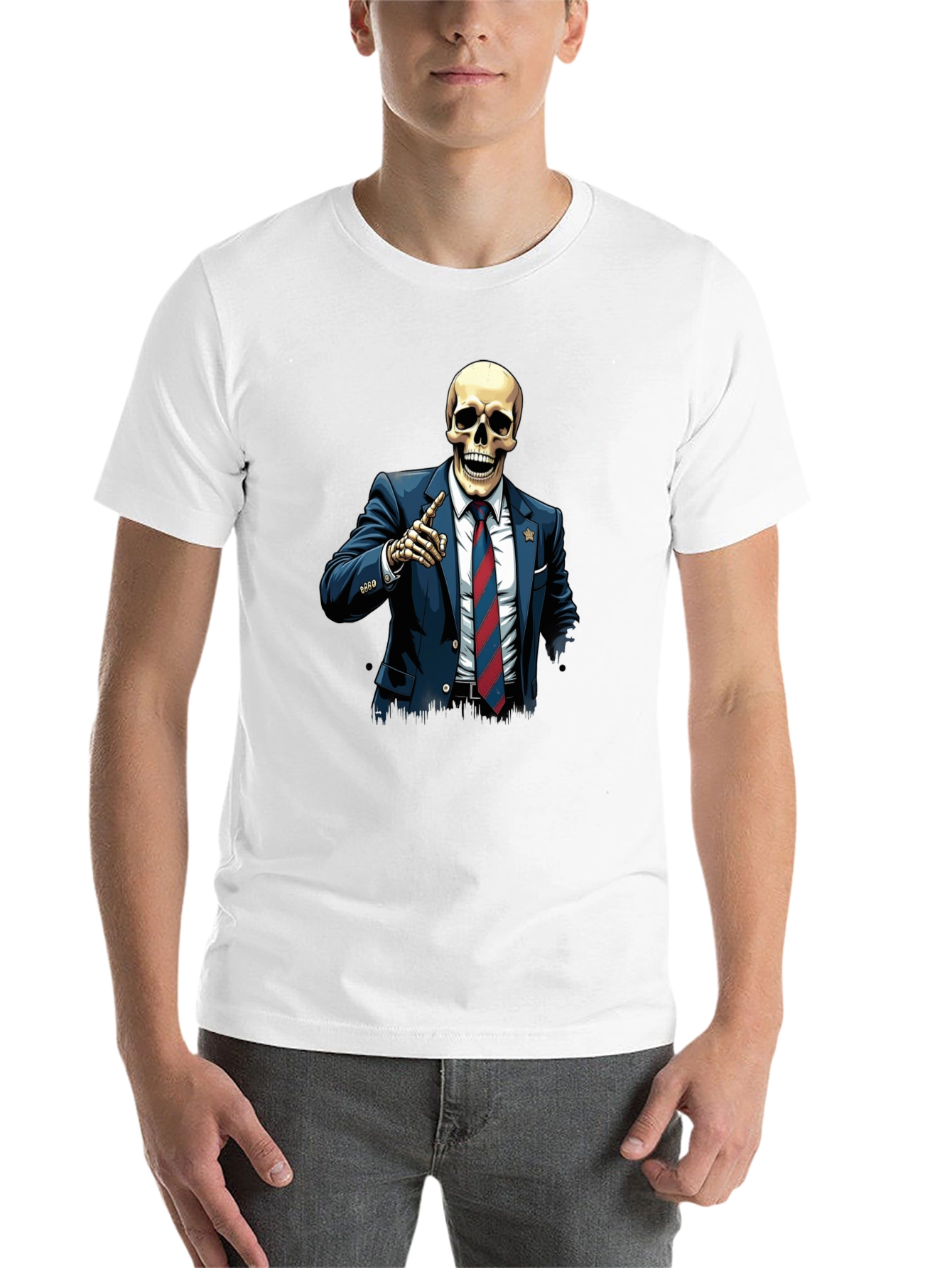 Black Skeleton Politician Graphic Tee view 14
