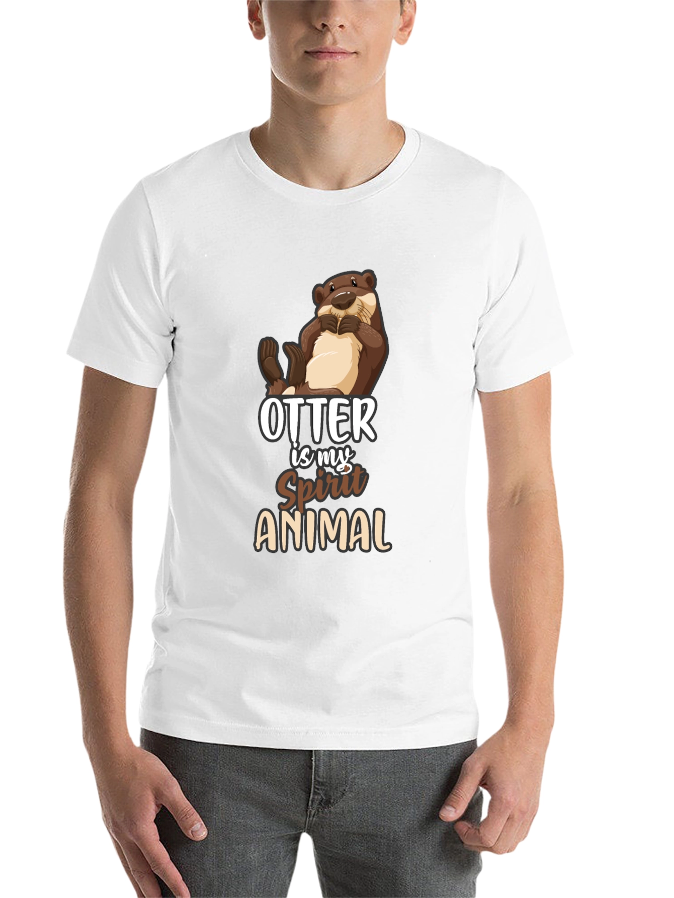 Black Otter Spirit Animal Black T-Shirt view 14