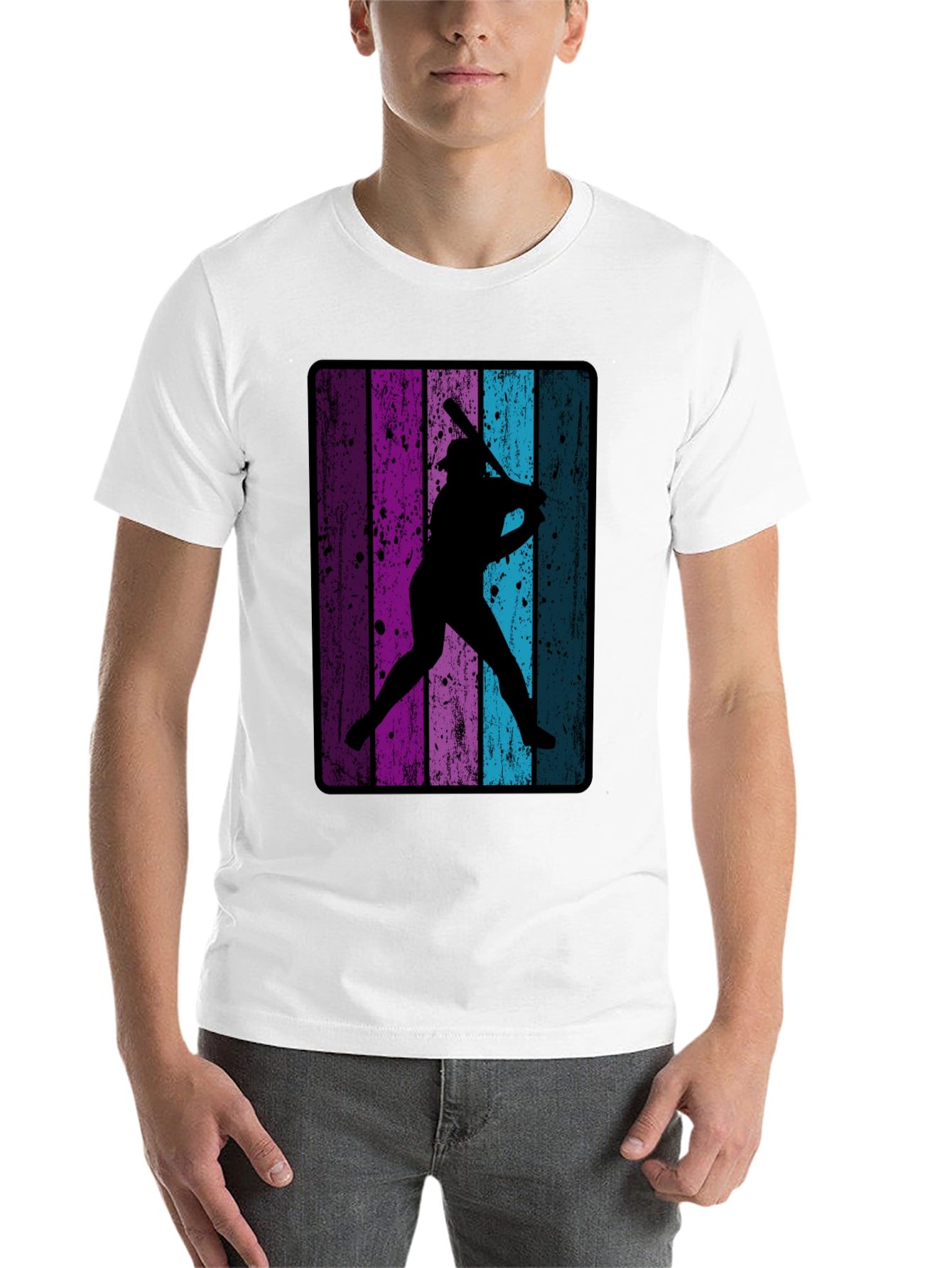 Black Retro Baseball Player T-Shirt view 14