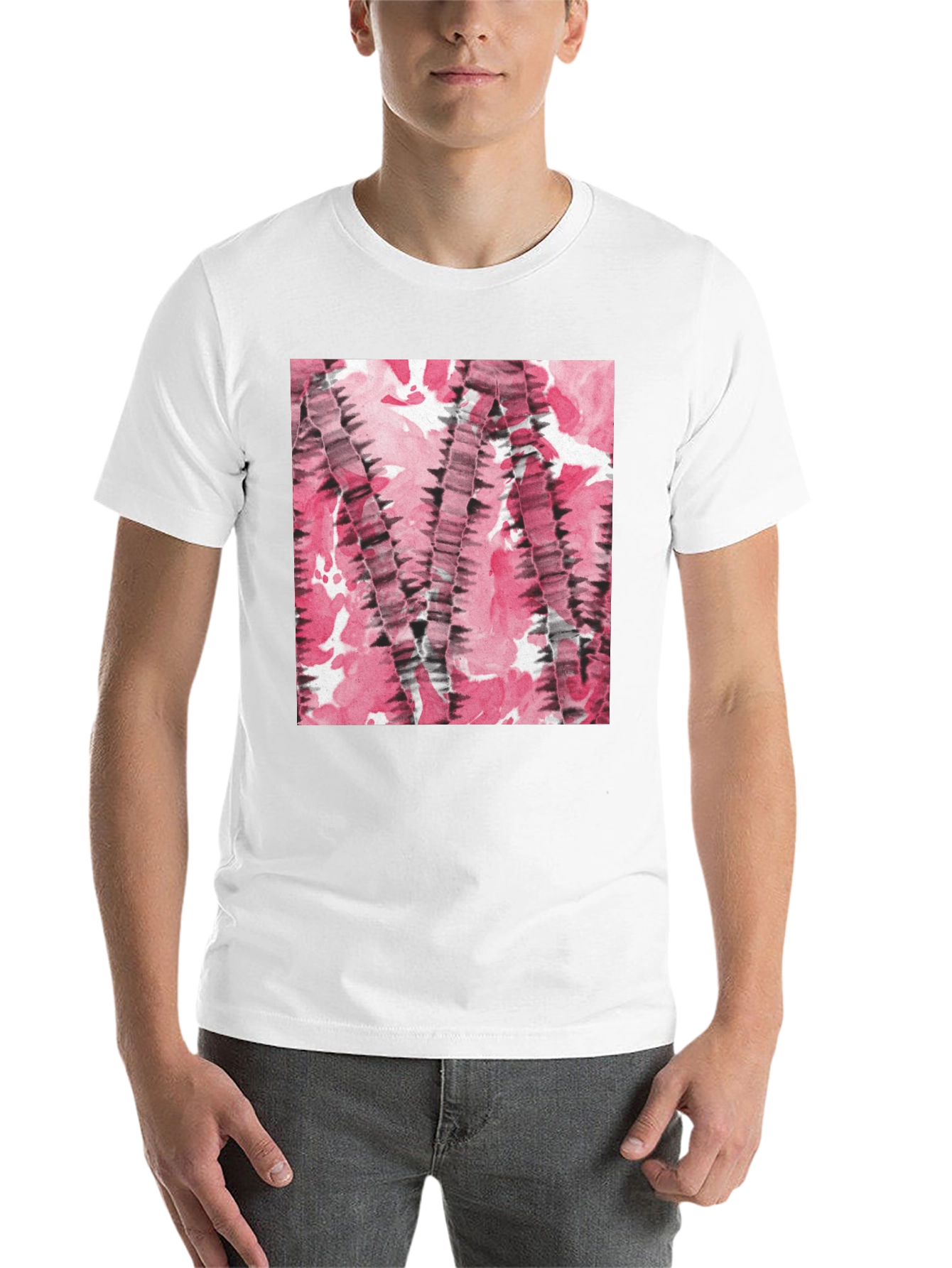 Black Abstract Pink & Black Patterned T-Shirt view 14