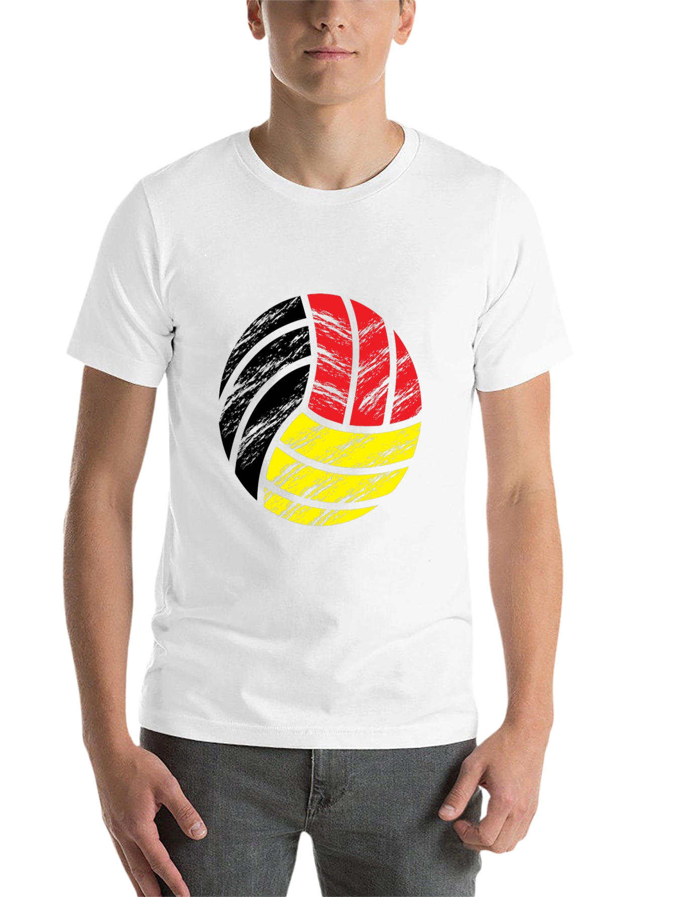 Black Germany Flag Volleyball Graphic T-Shirt view 14