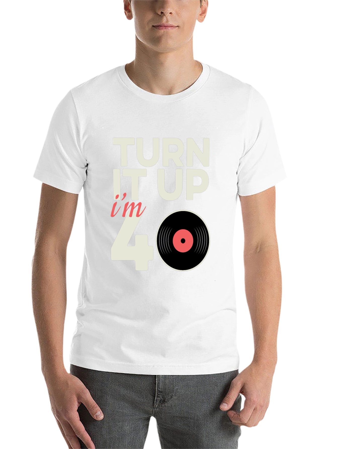 Black Turn it Up I'm 40 Vinyl Record T-Shirt view 14