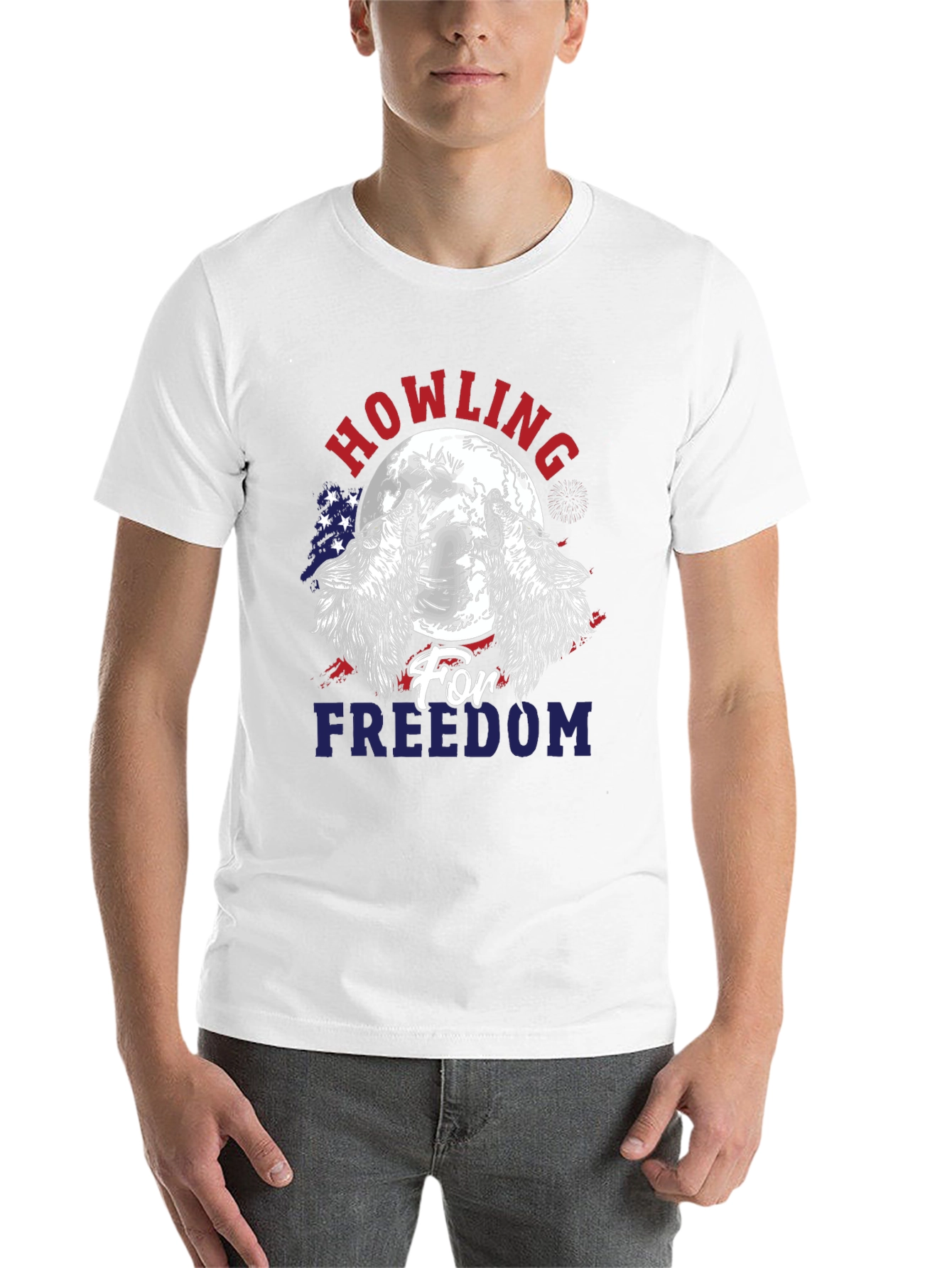 Black Howling for Freedom Patriotic Graphic T-Shirt view 14