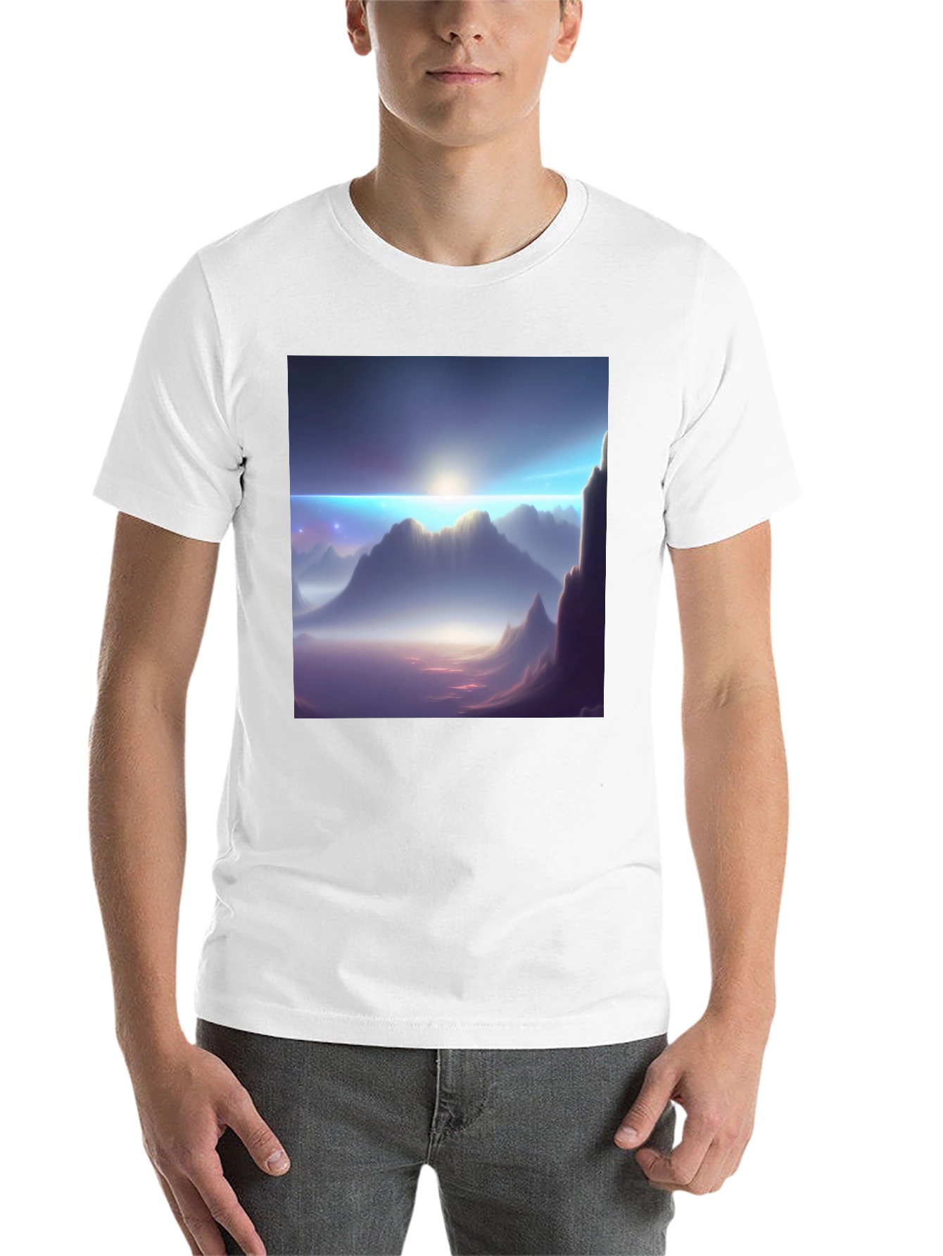 Black Mountainscape Graphic Tee - Black Cotton Blend view 14