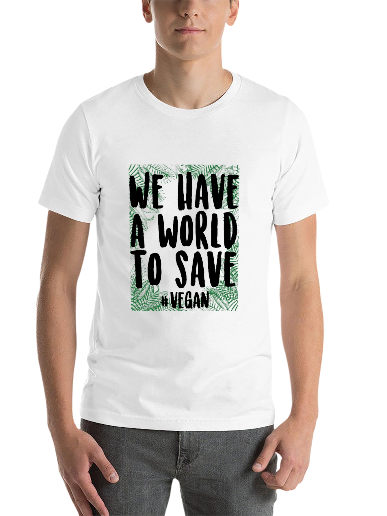 Black Vegan World Save Tee - Eco-Friendly Black T-Shirt view 14
