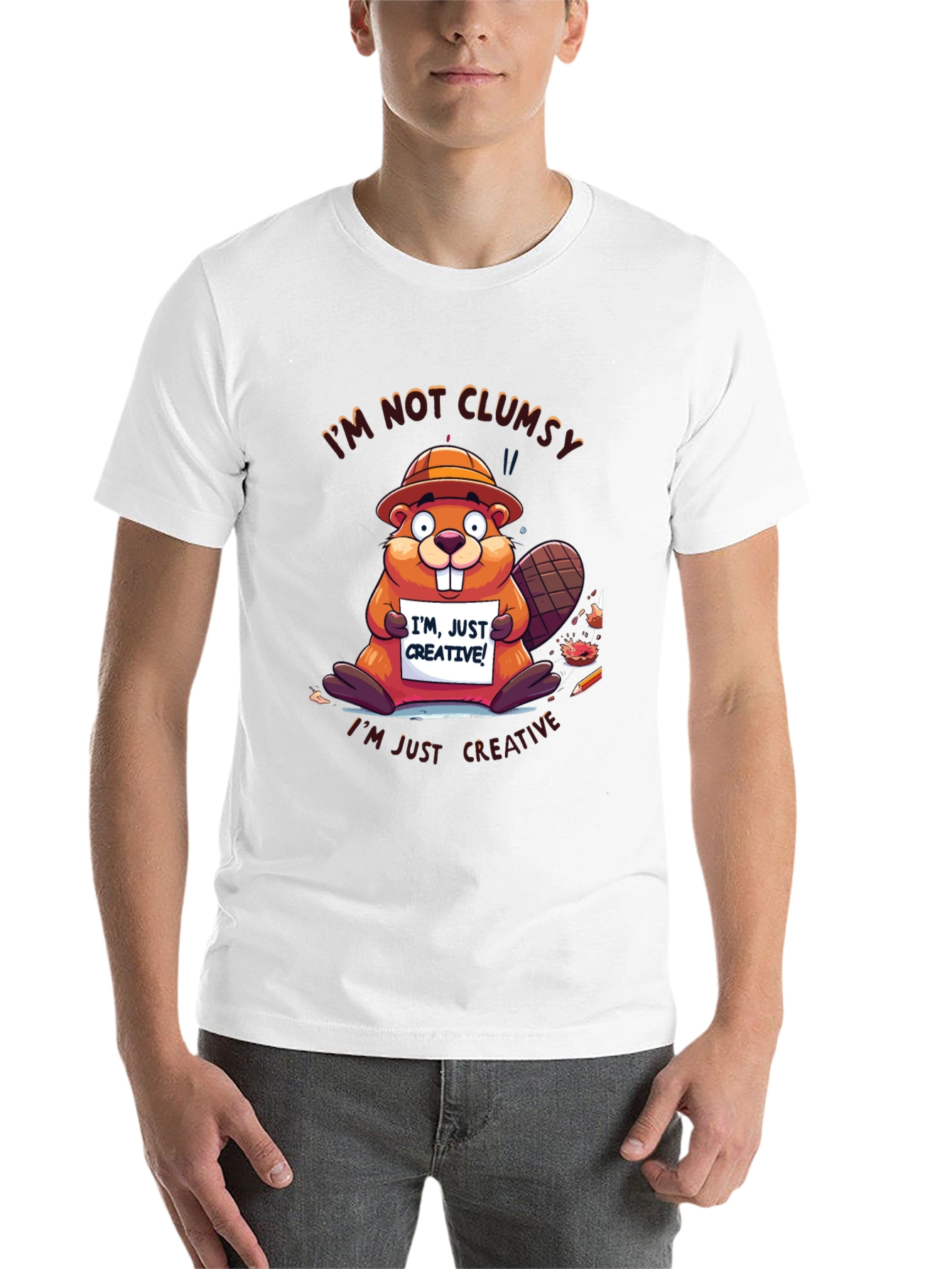 Black Funny Beaver 'I'm Not Clumsy' Graphic Tee view 14