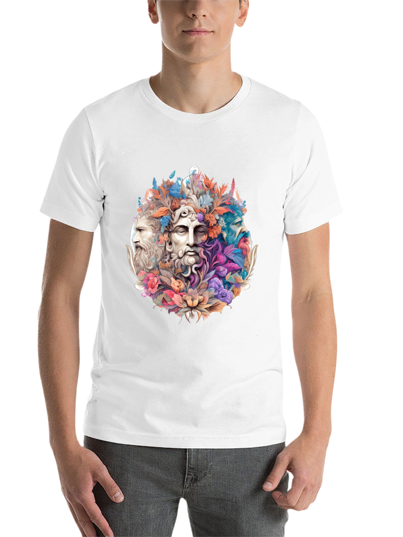 Black Floral Bust T-Shirt - Artistic Design view 14