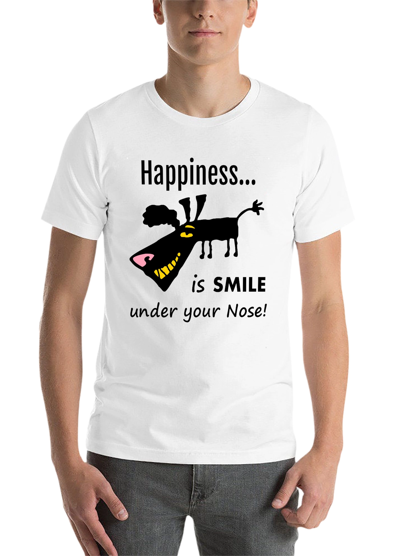 Black Happiness Smile Graphic T-Shirt view 14