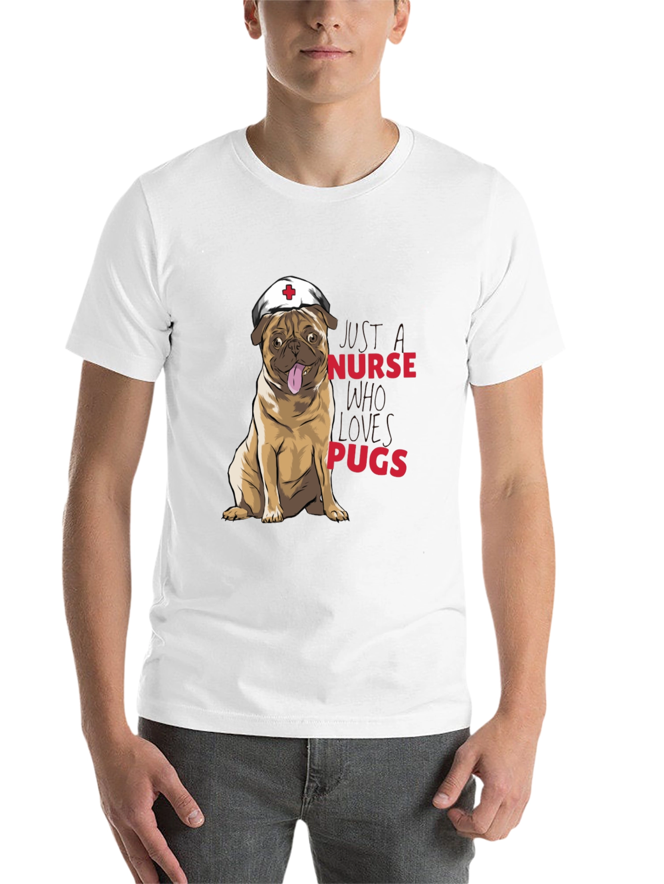 Black Nurse Pugs Graphic T-Shirt - Cute Dog Lover Tee view 14