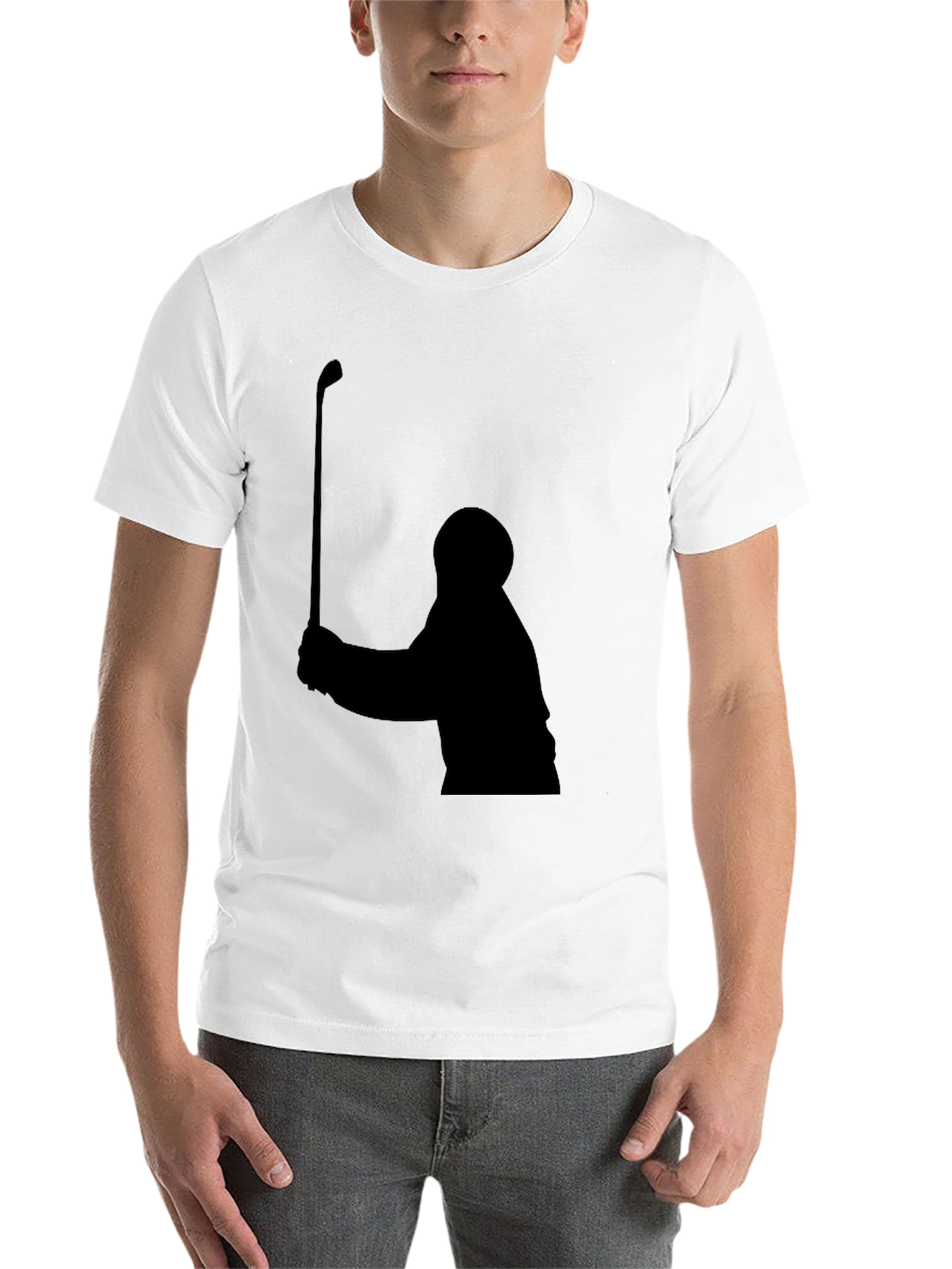 Black Golfer Silhouette Black T-Shirt view 14