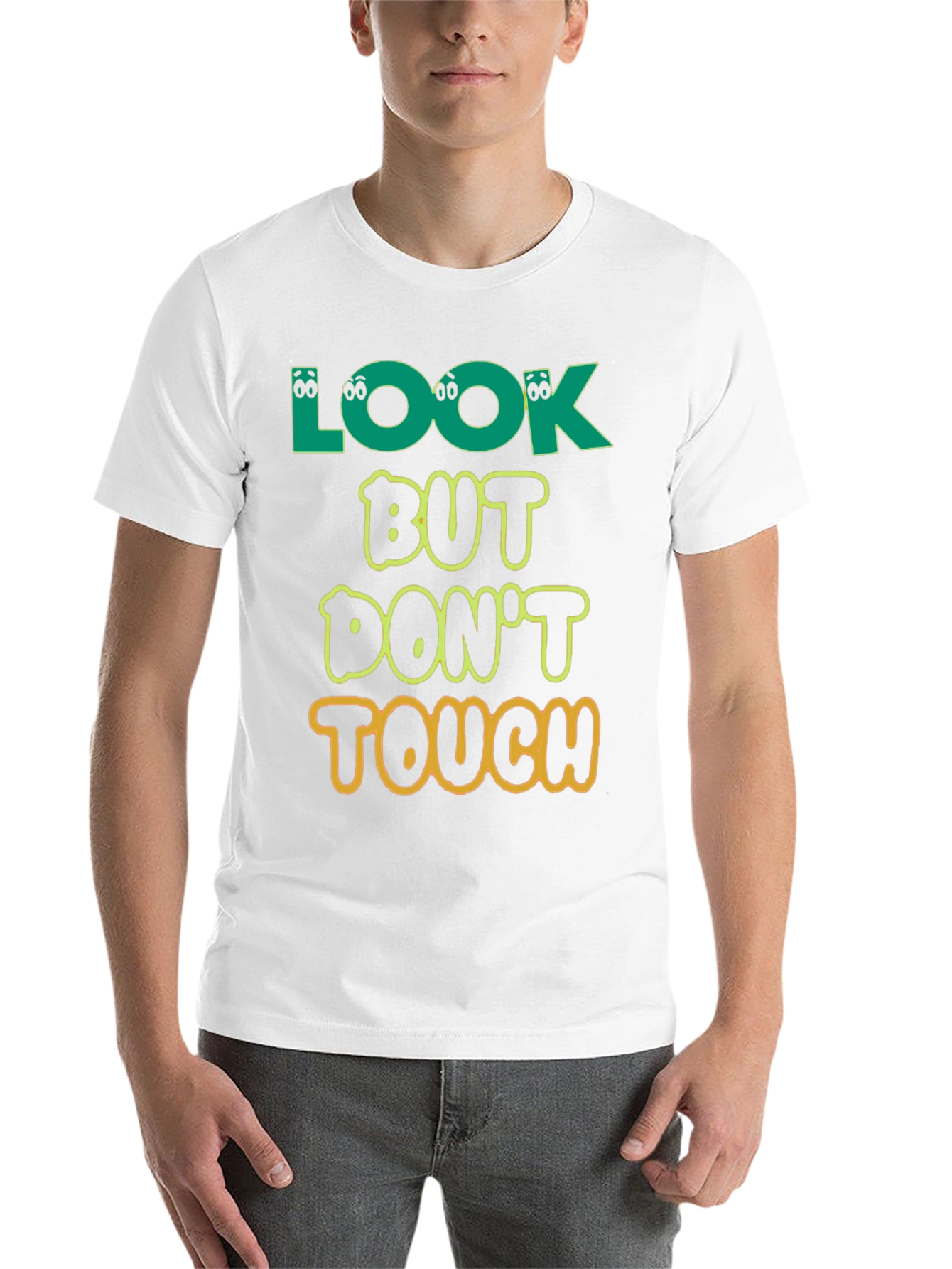 Black Look But Don't Touch T-Shirt - Novelty Graphic Tee view 14