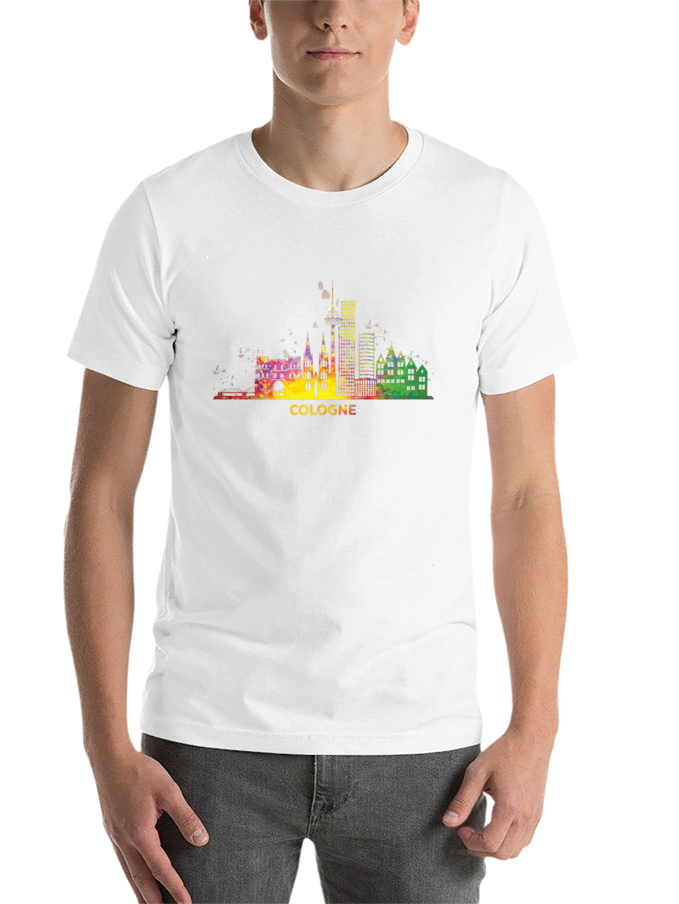 Black Cologne Germany Skyline T-Shirt - Vibrant Cityscape Design view 14