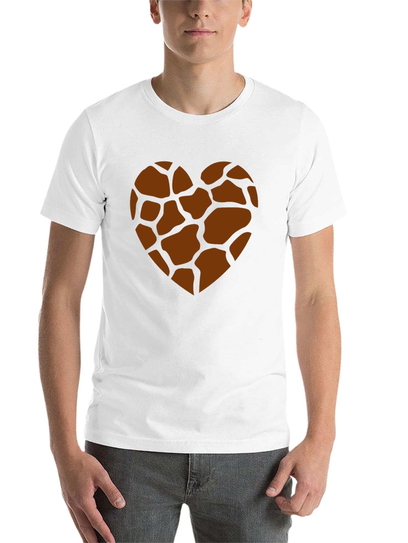 Black Giraffe Print Heart Graphic Tee - Trendy Casual Shirt view 14