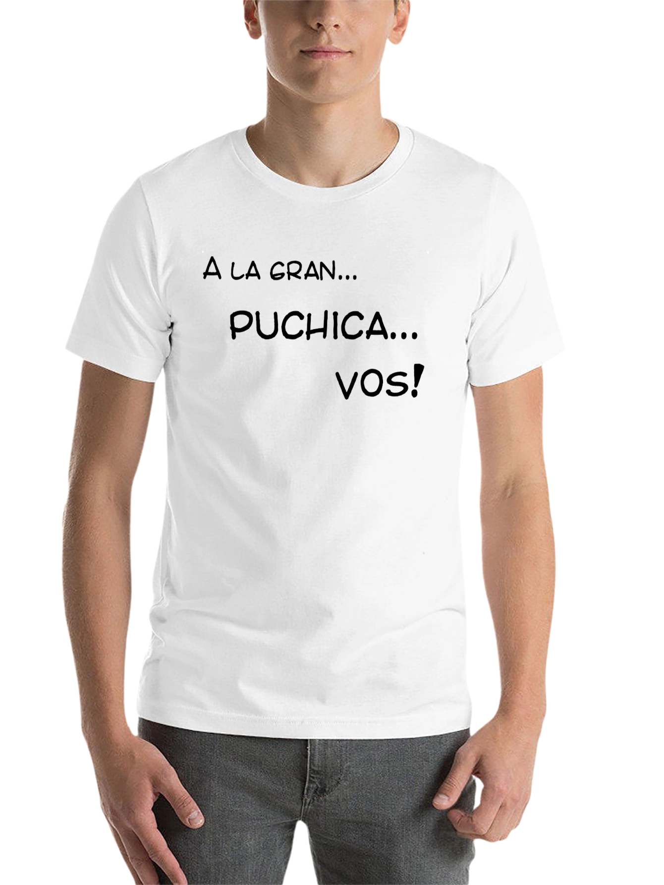Black Humorous "A La Gran...Puchica...Vos!" Black T-Shirt view 14