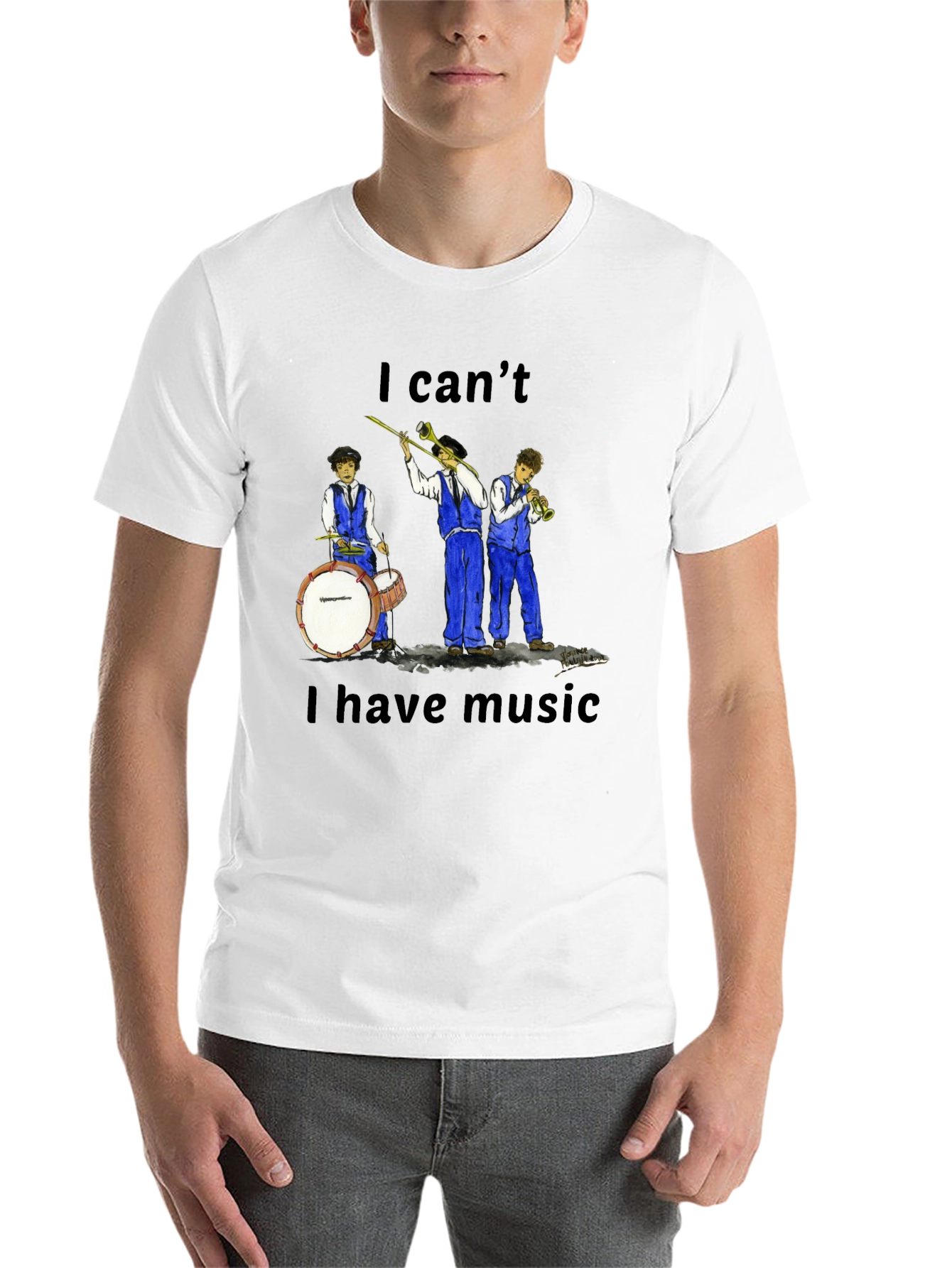 Black I Can't I Have Music T-Shirt view 14