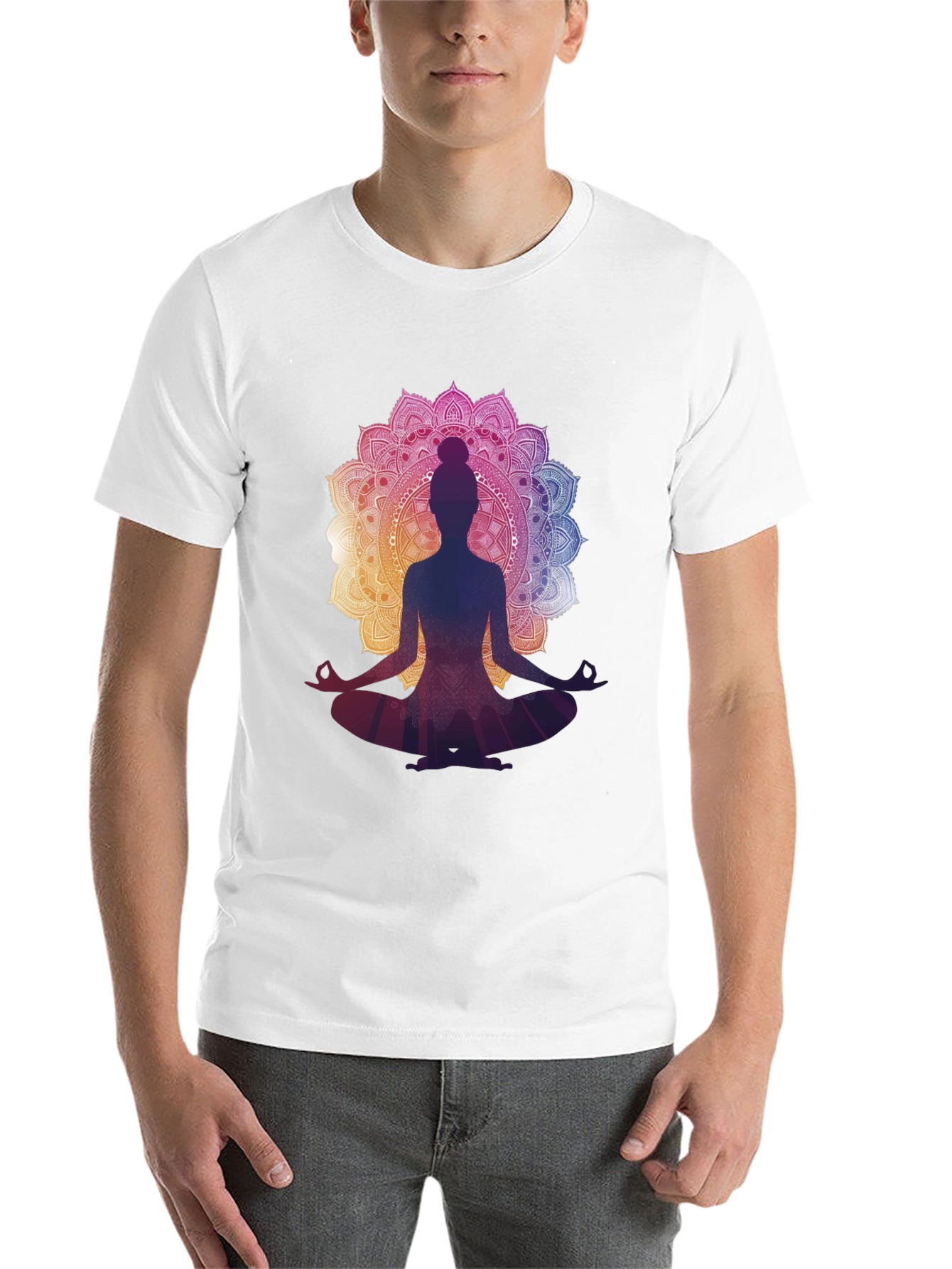 Black Yoga Mandala Graphic Tee - Meditation T-Shirt view 14