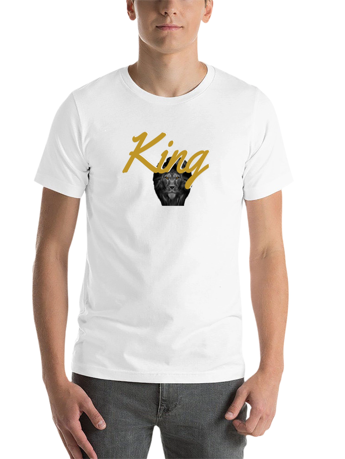 Black King Lion Graphic Print Black T-Shirt view 14