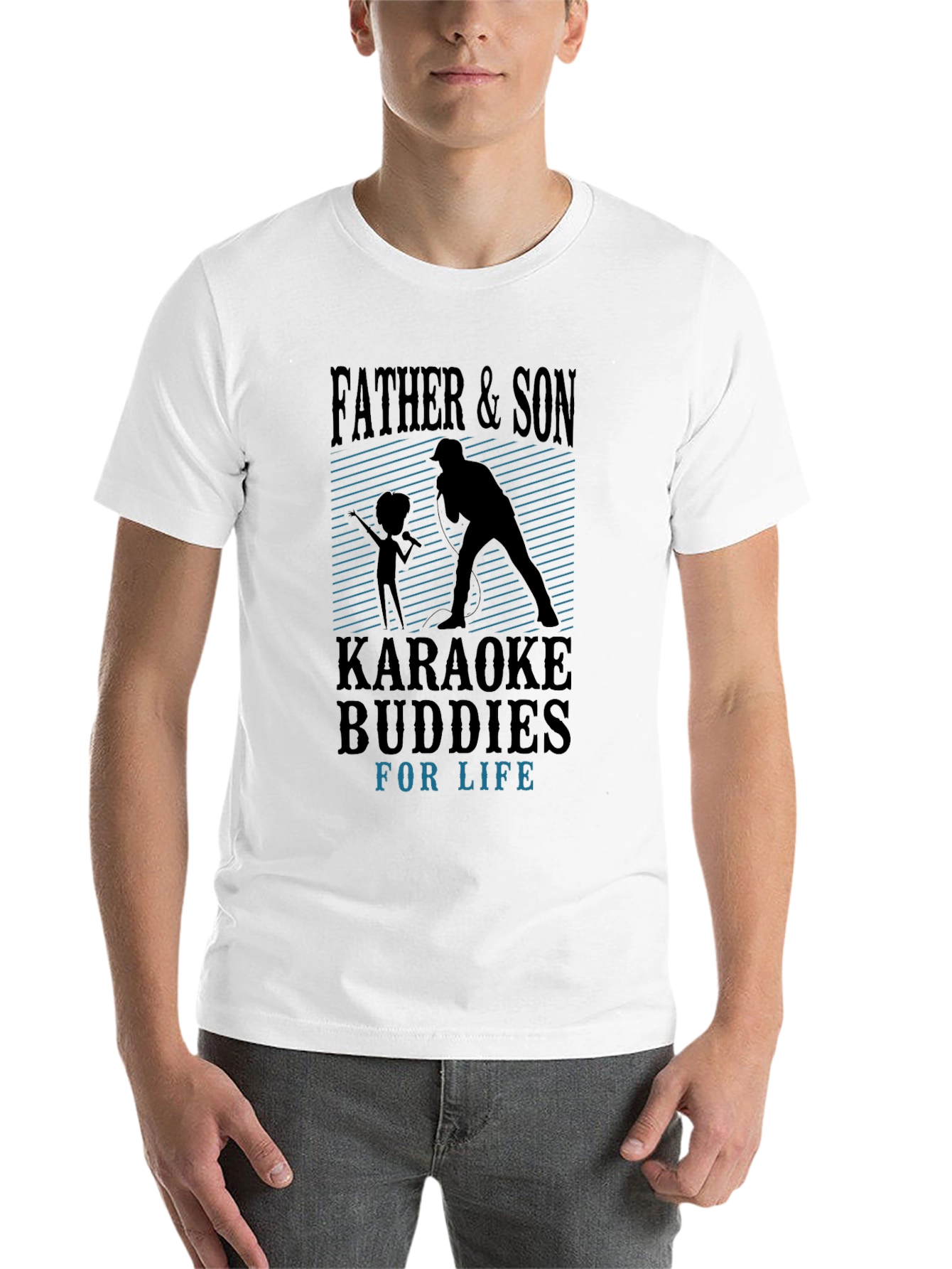 Black Father & Son Karaoke Buddies Black T-Shirt view 14