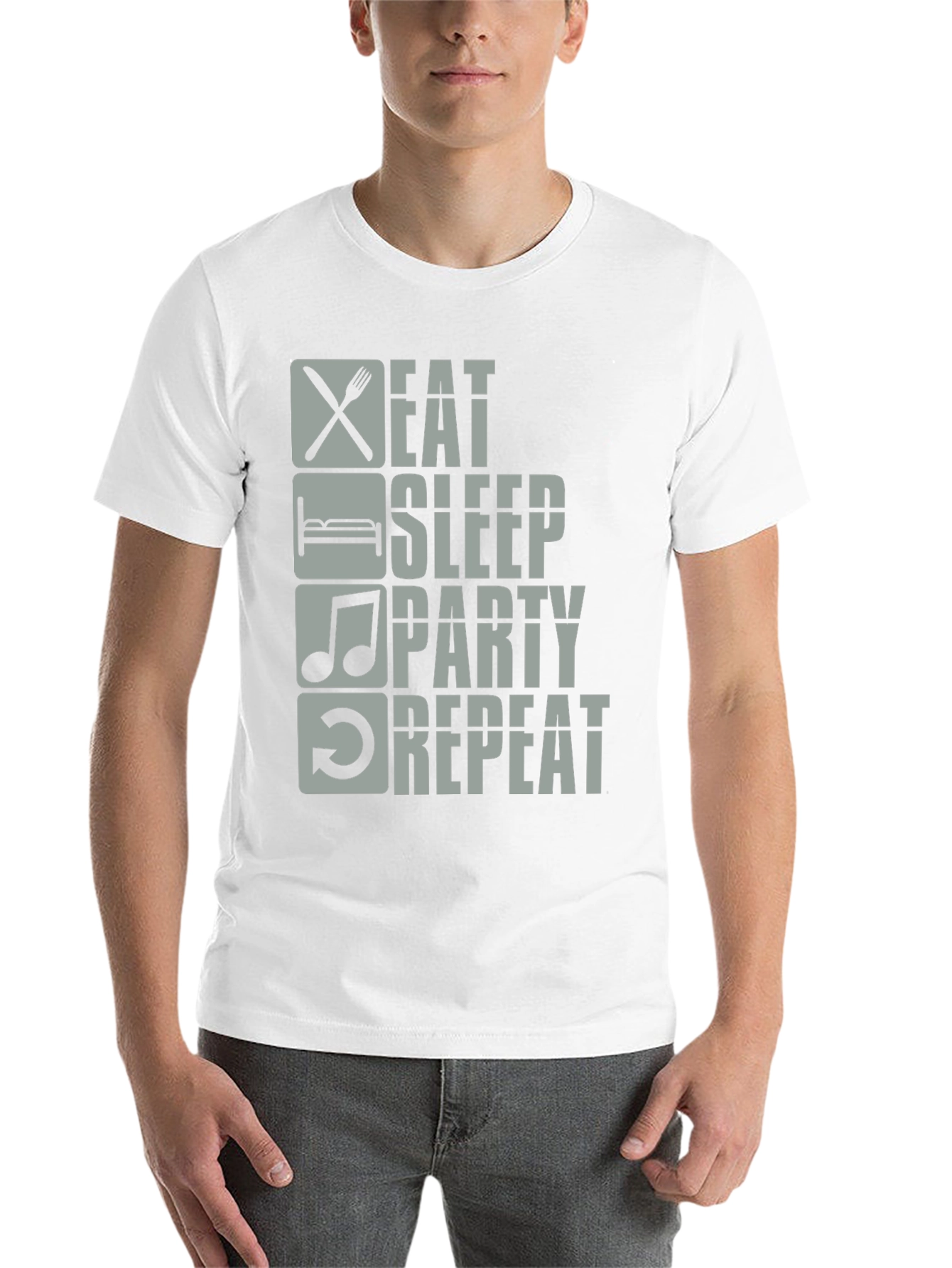 Black Eat Sleep Party Repeat Graphic Tee view 14