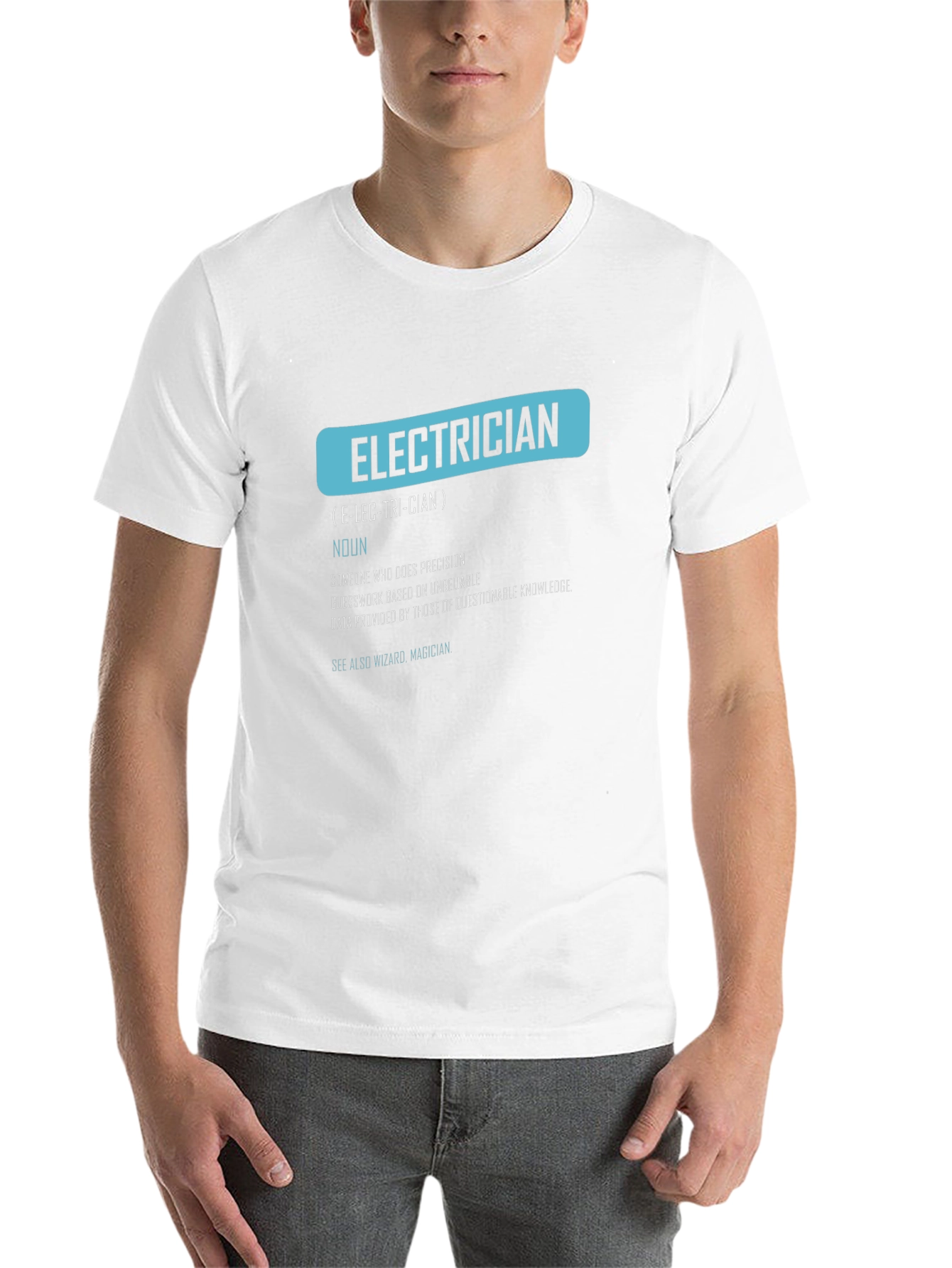 Black Electrician Definition Graphic Tee - Funny Job Gift view 14