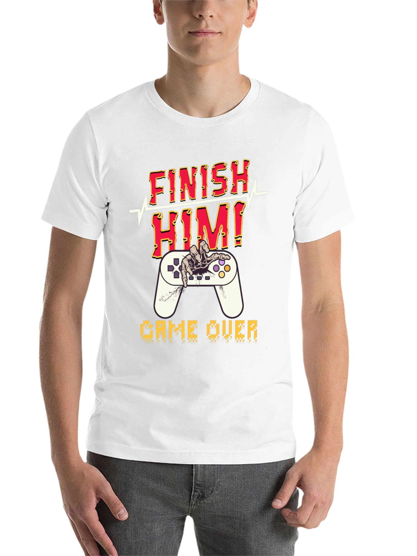 Black Finish Him! Game Over Graphic T-Shirt view 14