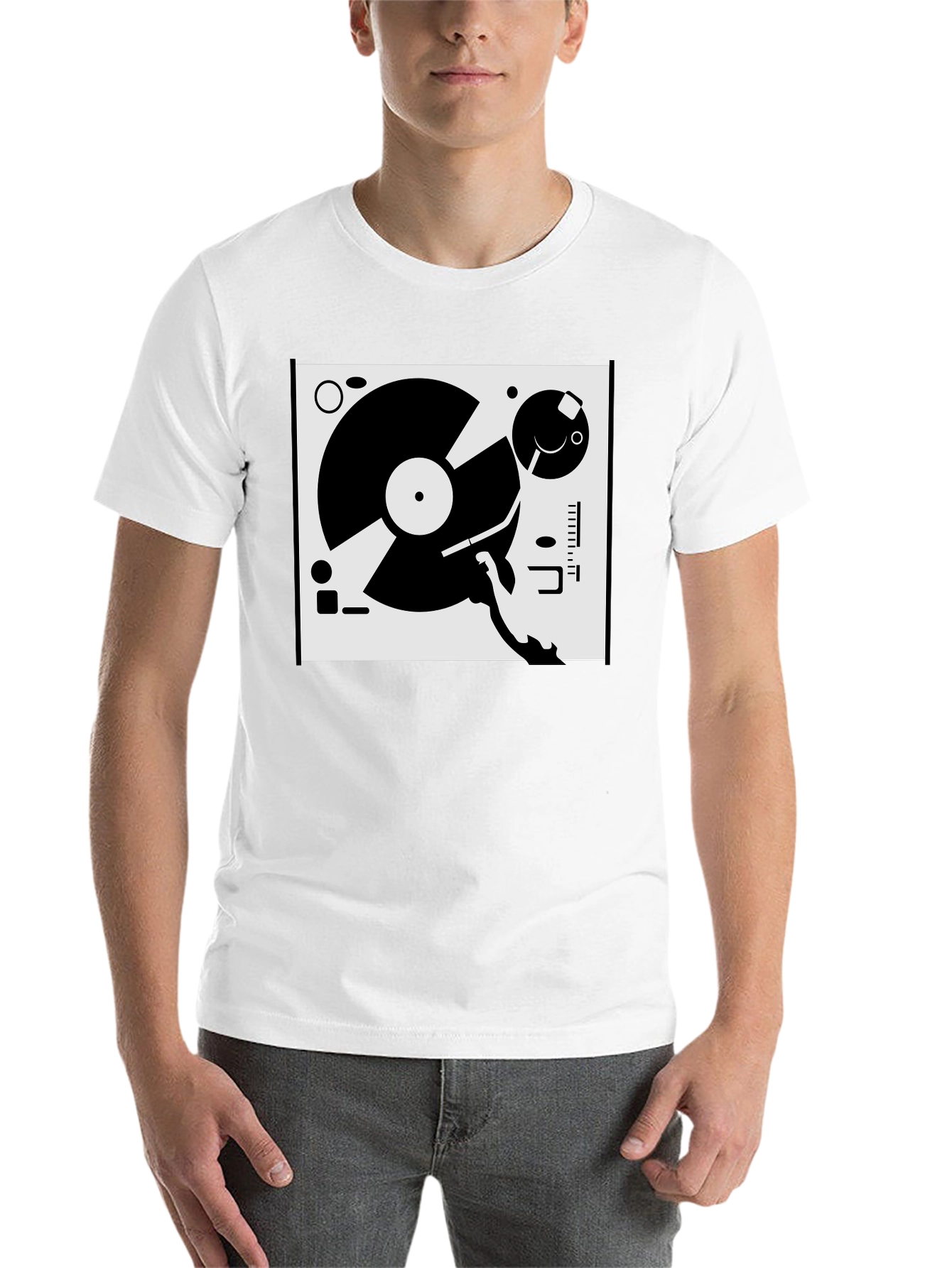 Black Retro Turntable Graphic Tee - Black view 14