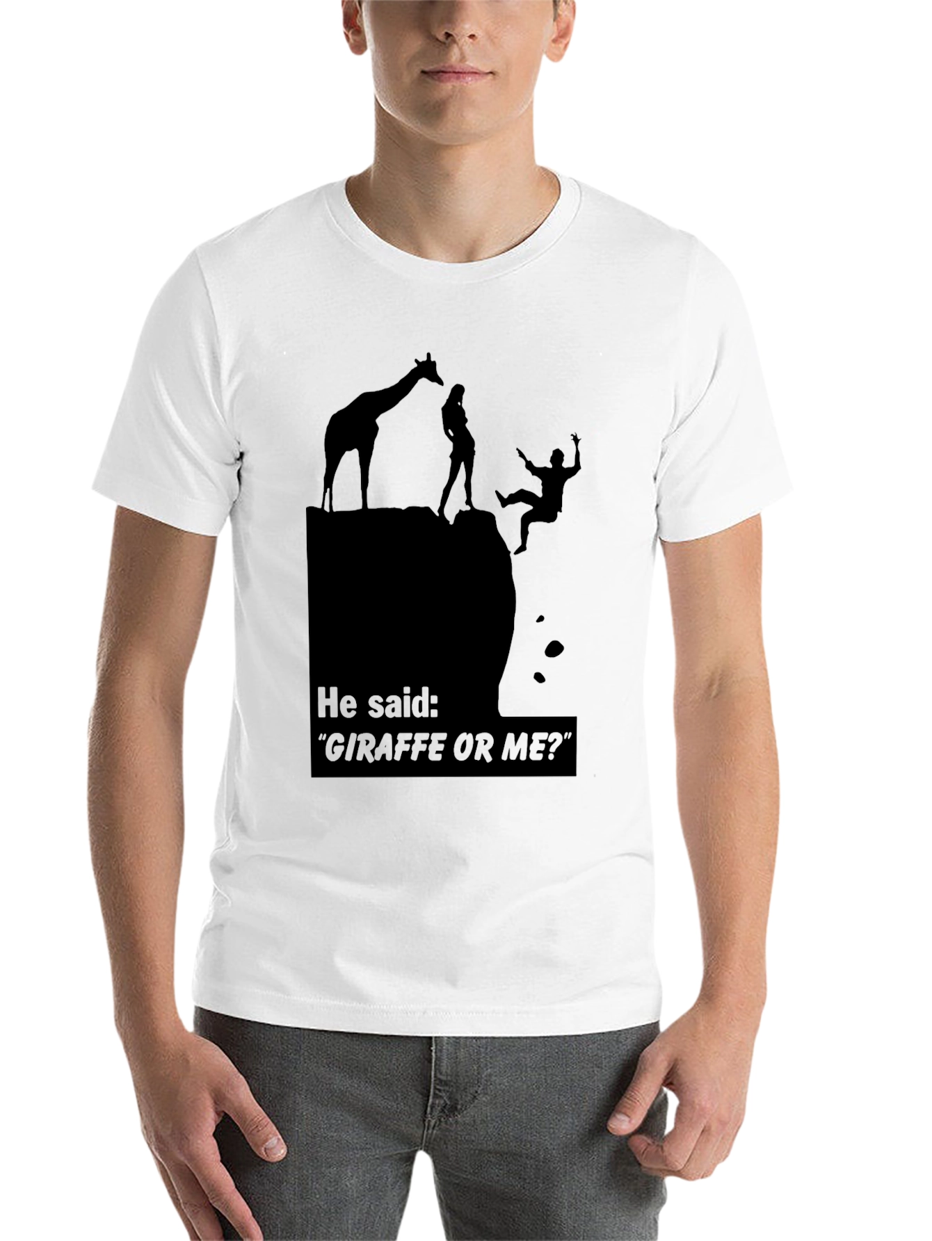 Black Giraffe or Me Funny Graphic T-Shirt view 14