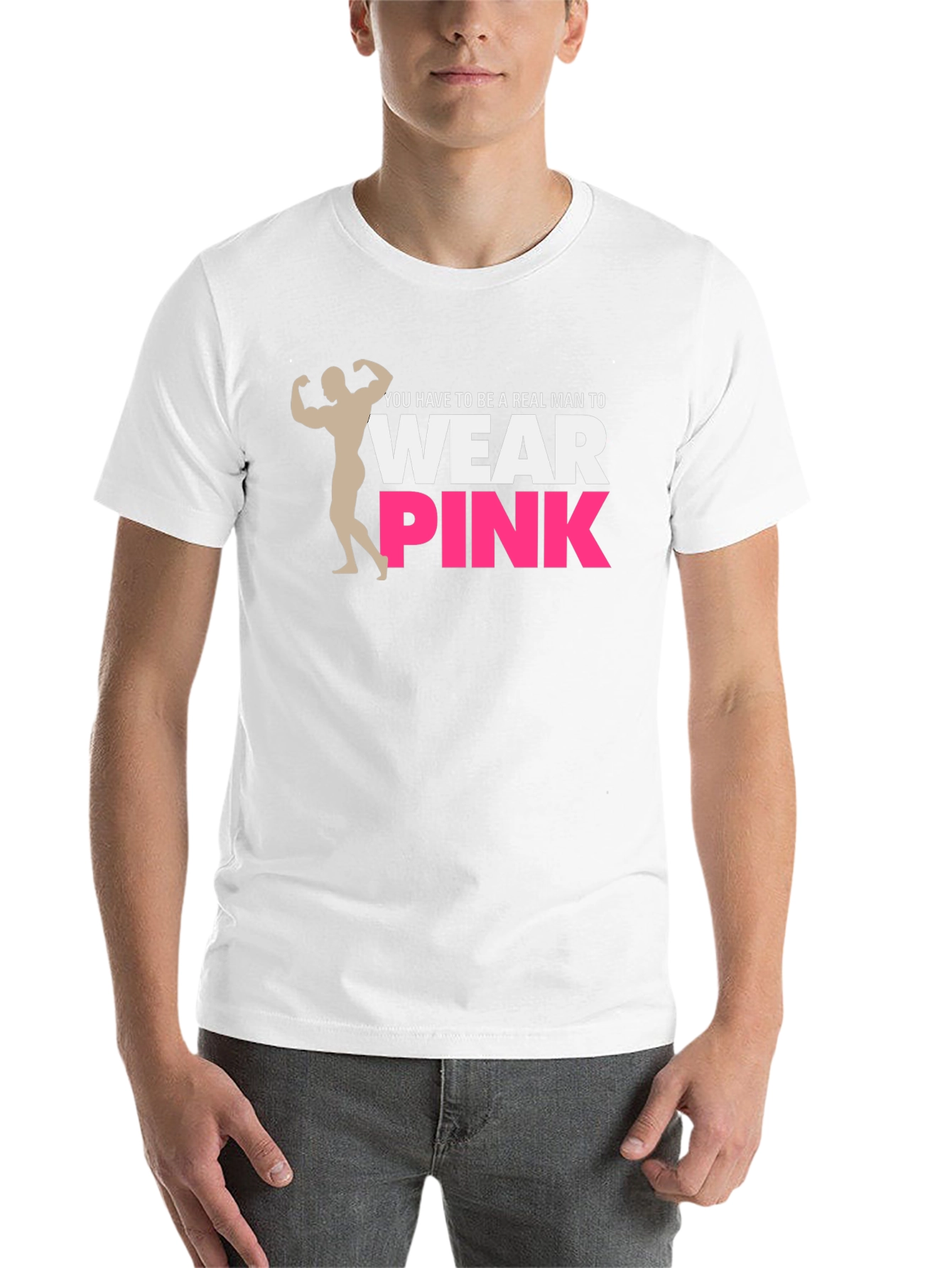 Black Real Man Wear Pink Graphic Tee view 14