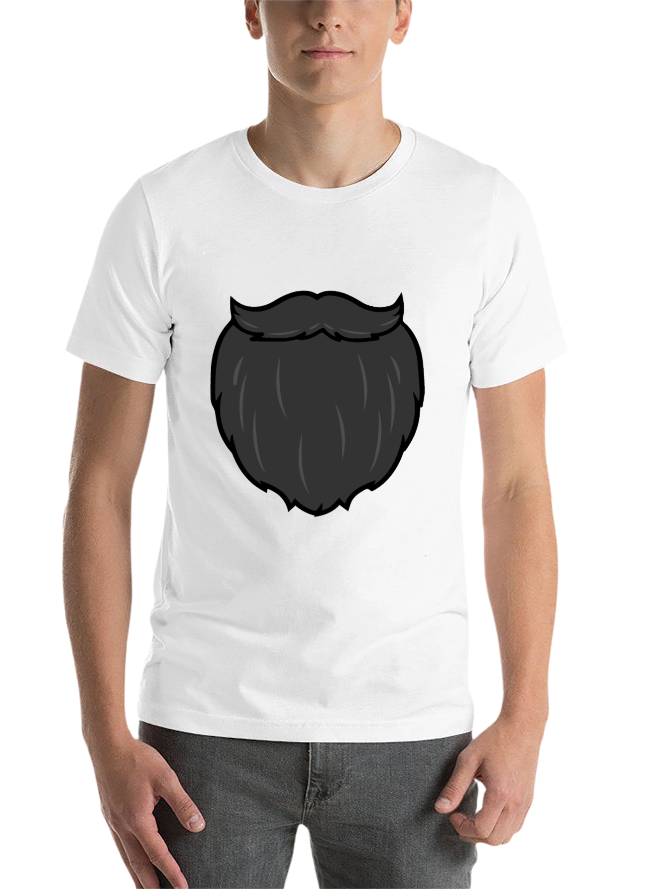 Black Funny Beard Graphic T-Shirt - Black Crew Neck Tee view 14