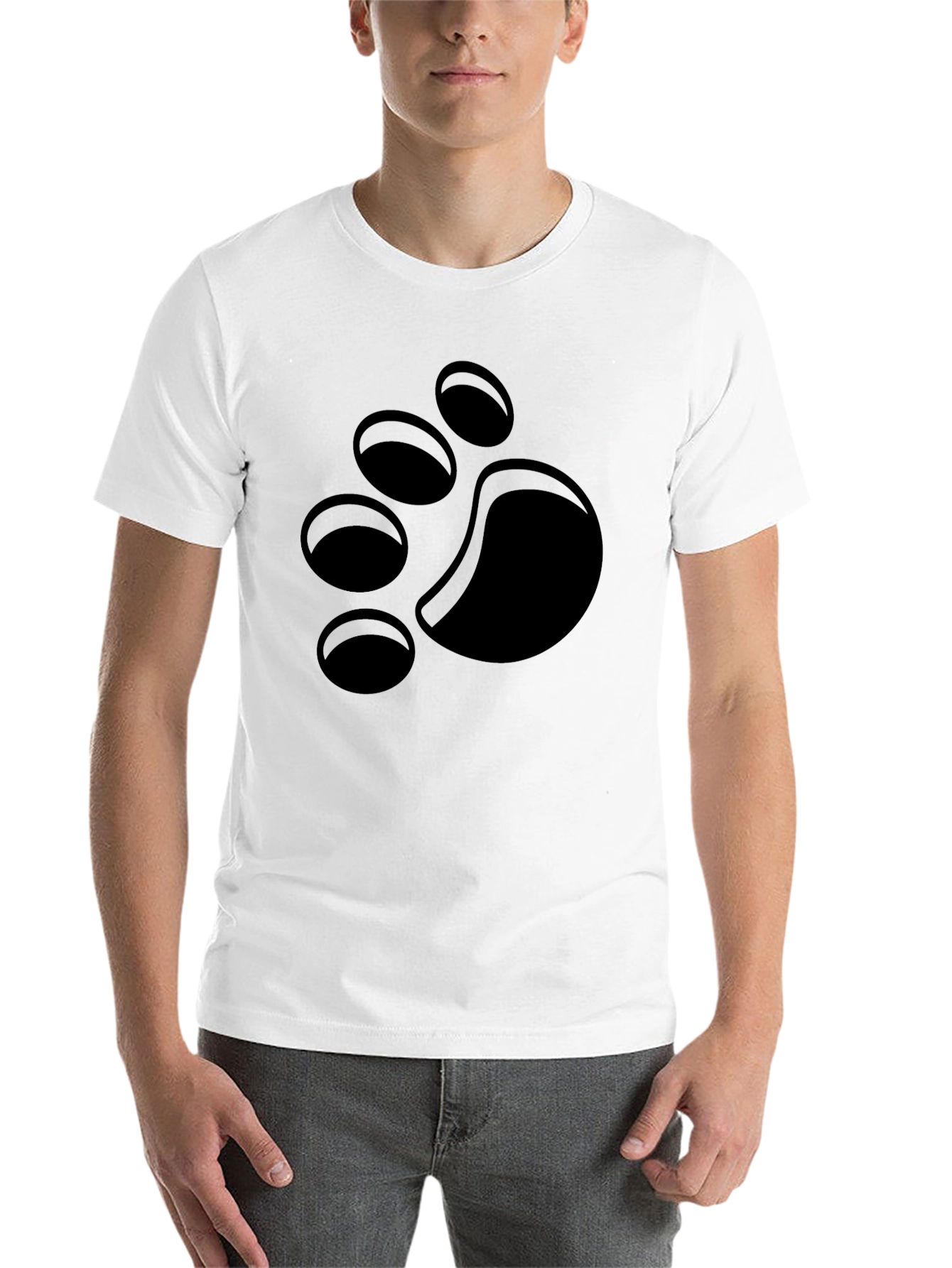 Black Black T-Shirt with Paw Print Design view 14