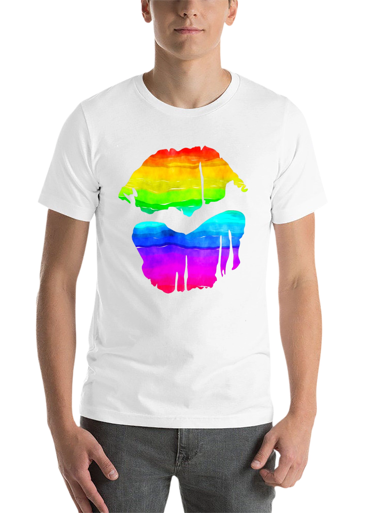 Black Rainbow Lips Graphic Tee - Bold Pride Shirt view 14