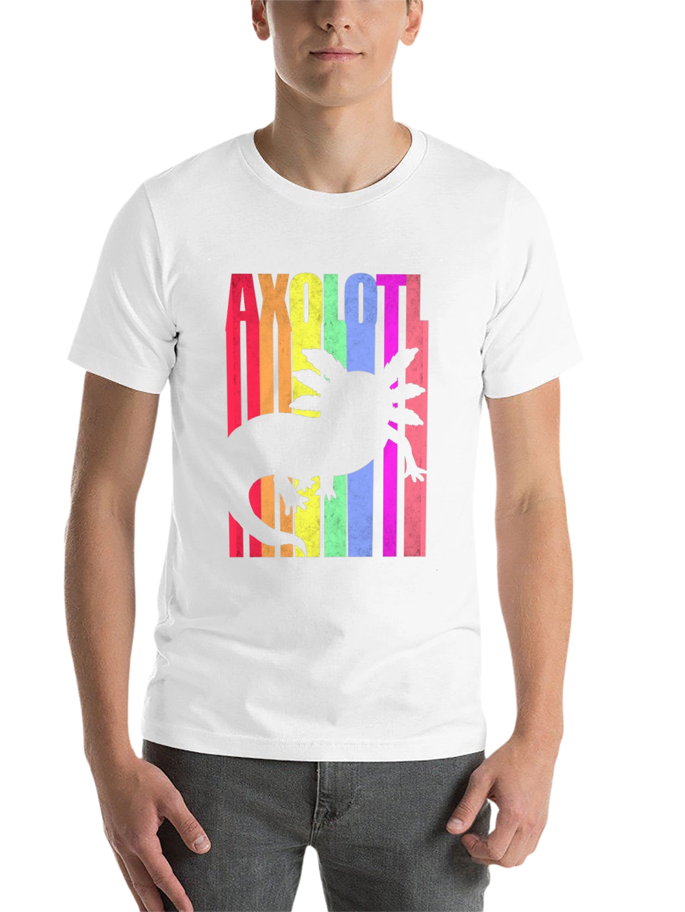 Black Axolotl Rainbow T-Shirt - Cute Salamander Tee view 14