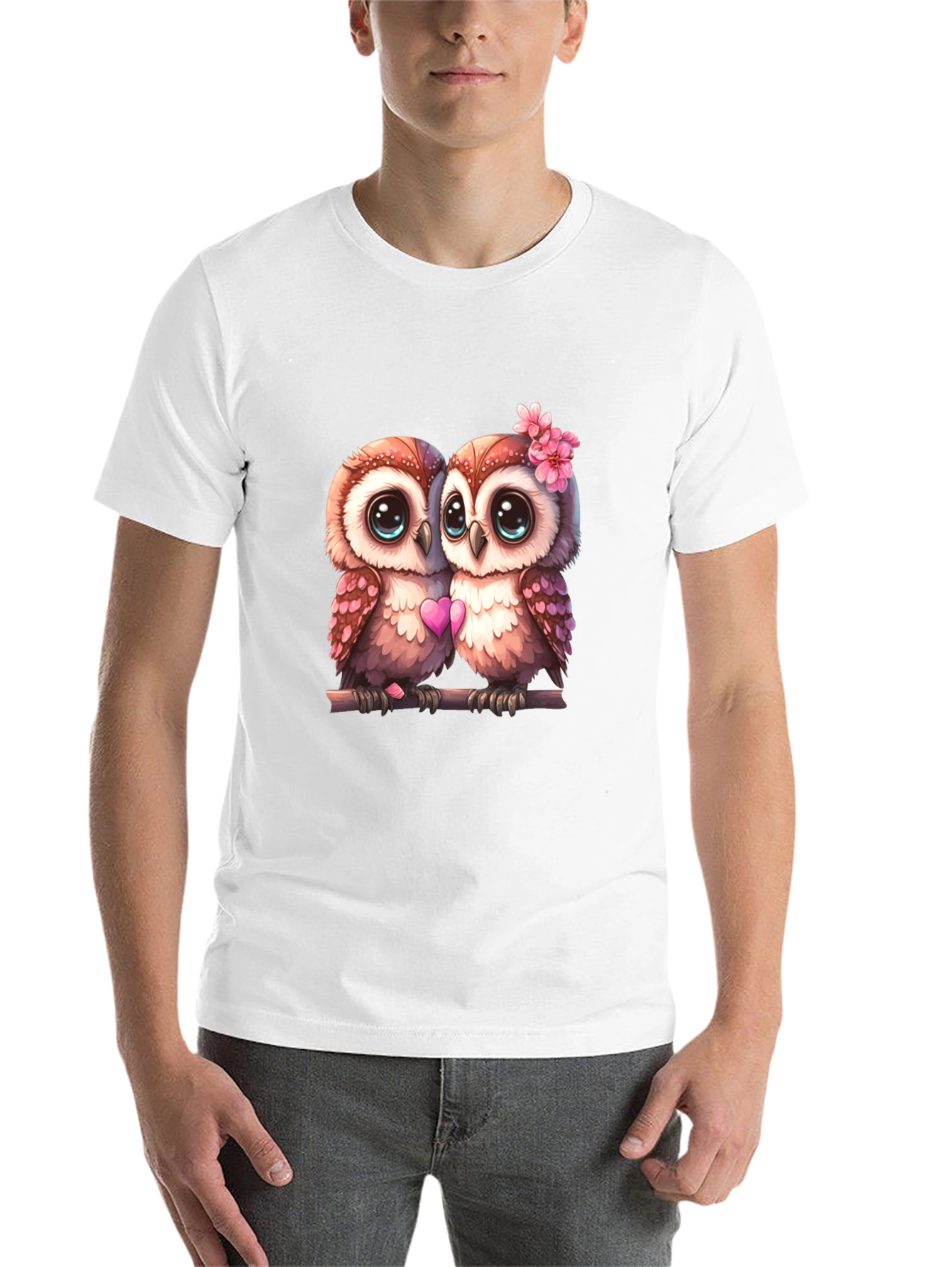 Black Owl Love T-Shirt - Cute Couple Owls Graphic Tee view 14