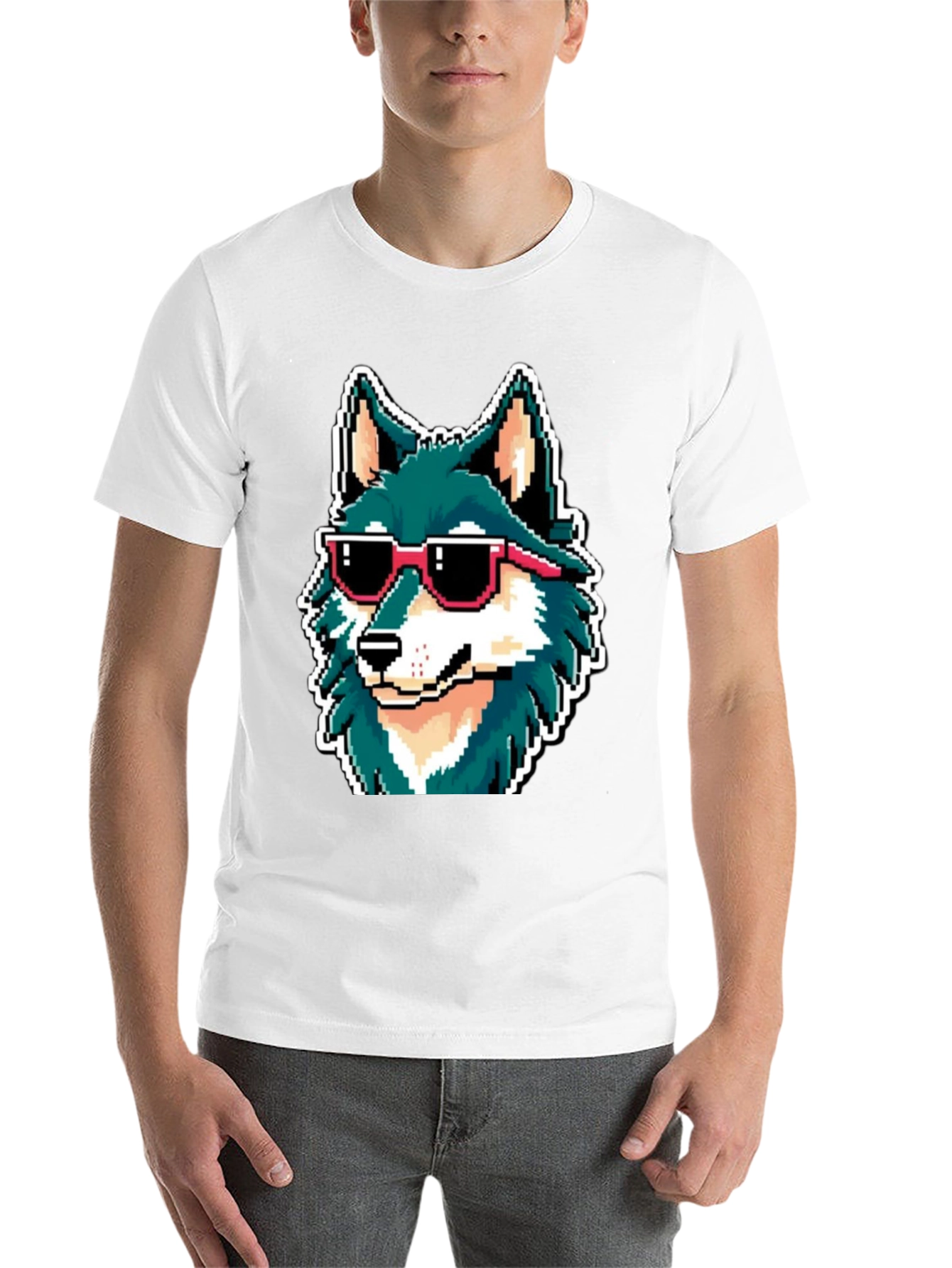 Black Cool Pixel Wolf Tee view 14