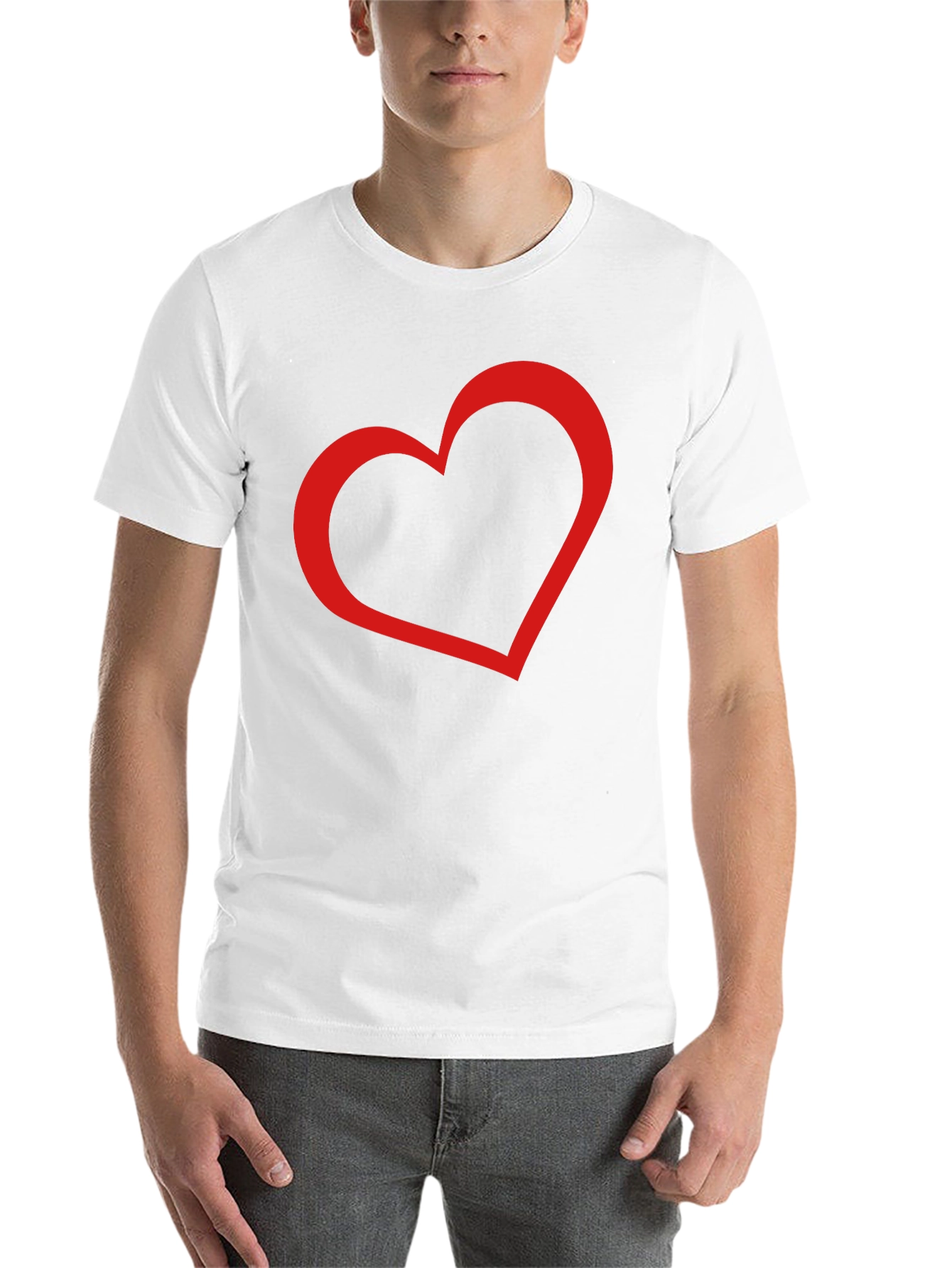 Black Men's Black Tee with Red Heart Graphic view 14