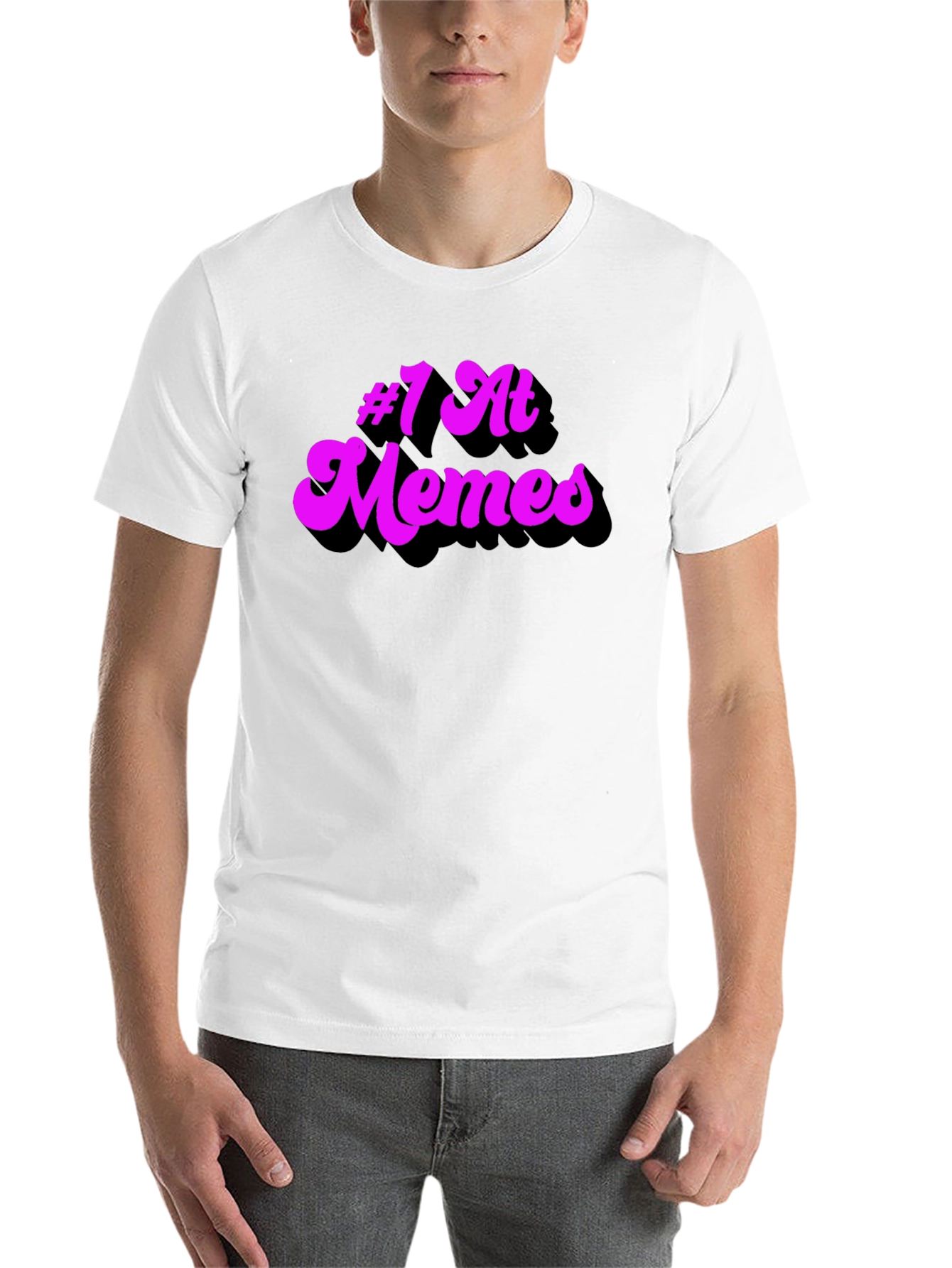 Black #1 at Memes Graphic T-Shirt - Black Cotton Tee view 14