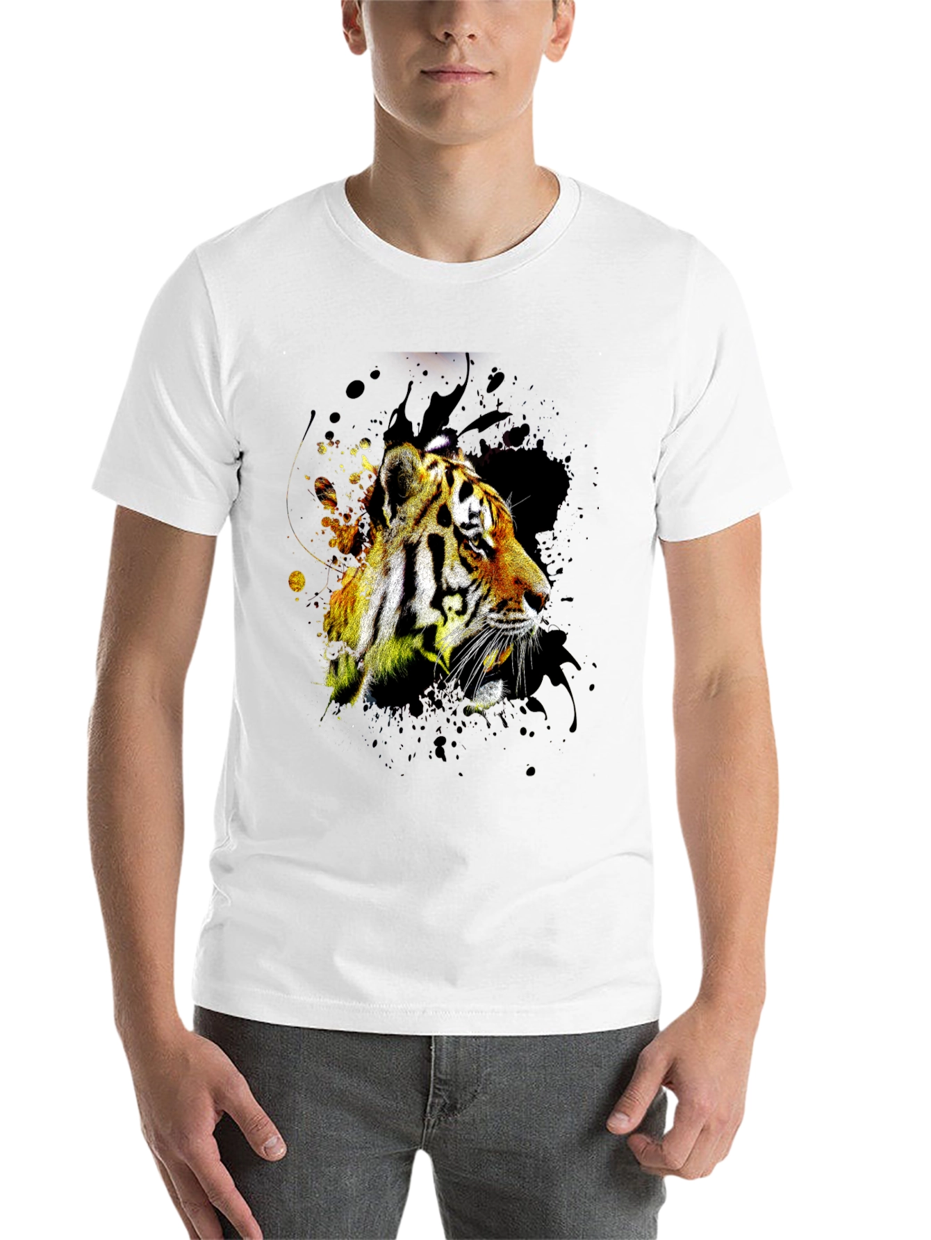 Black Tiger Graphic Print Black T-Shirt view 14