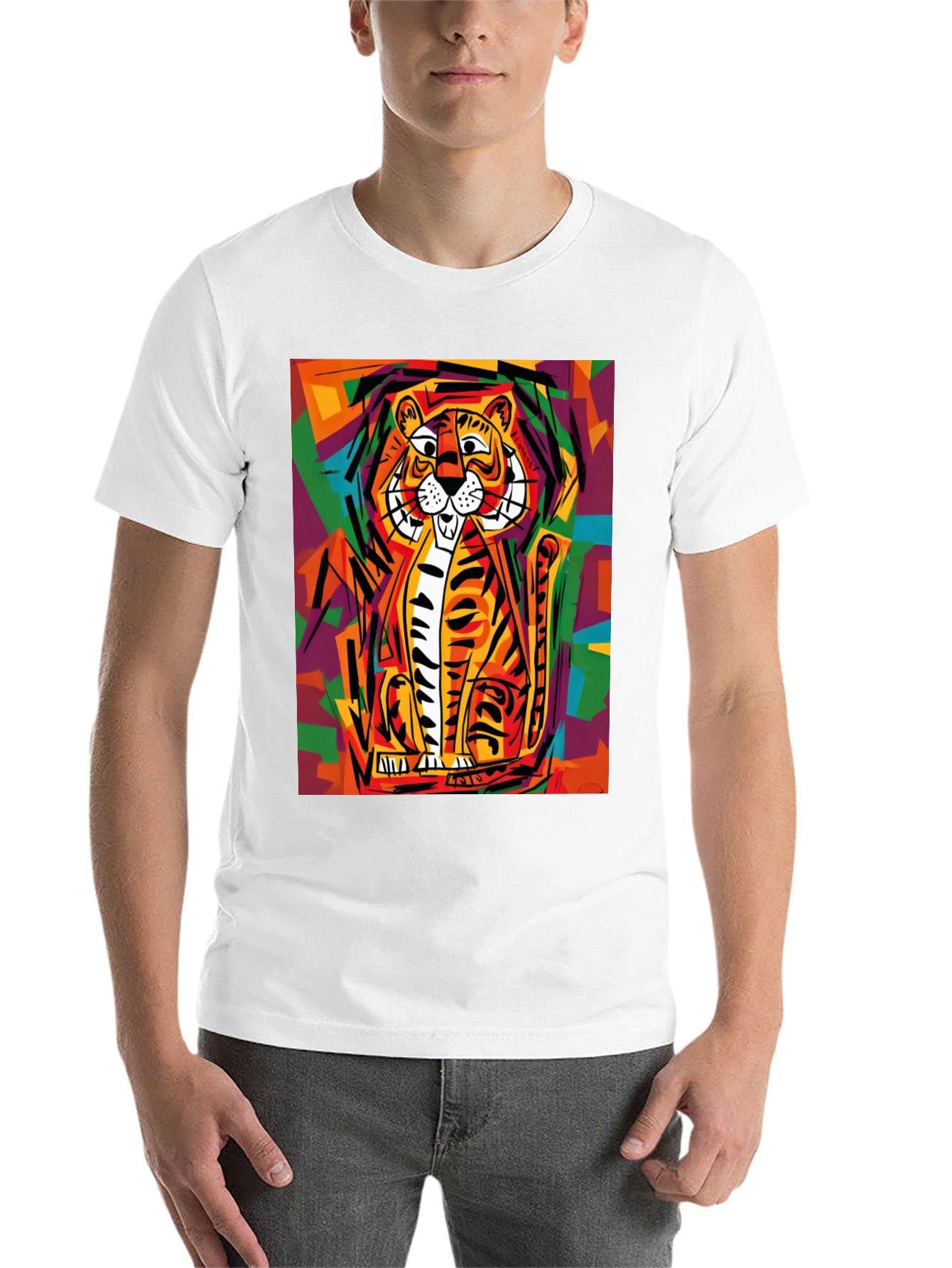 Black Abstract Tiger Graphic Tee - Soft Black Cotton view 14