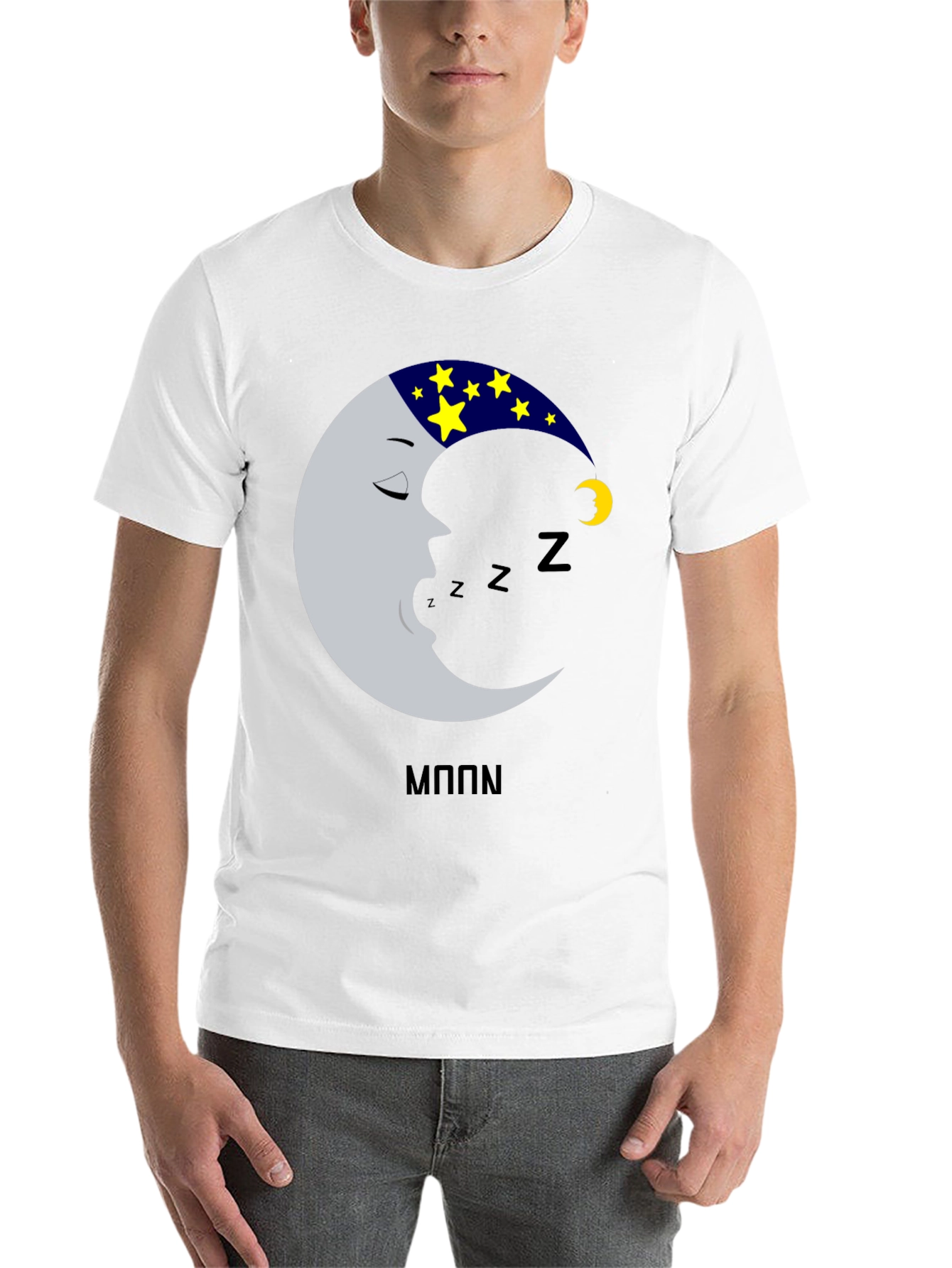 Black Sleeping Moon T-Shirt - Dreamy Design view 14
