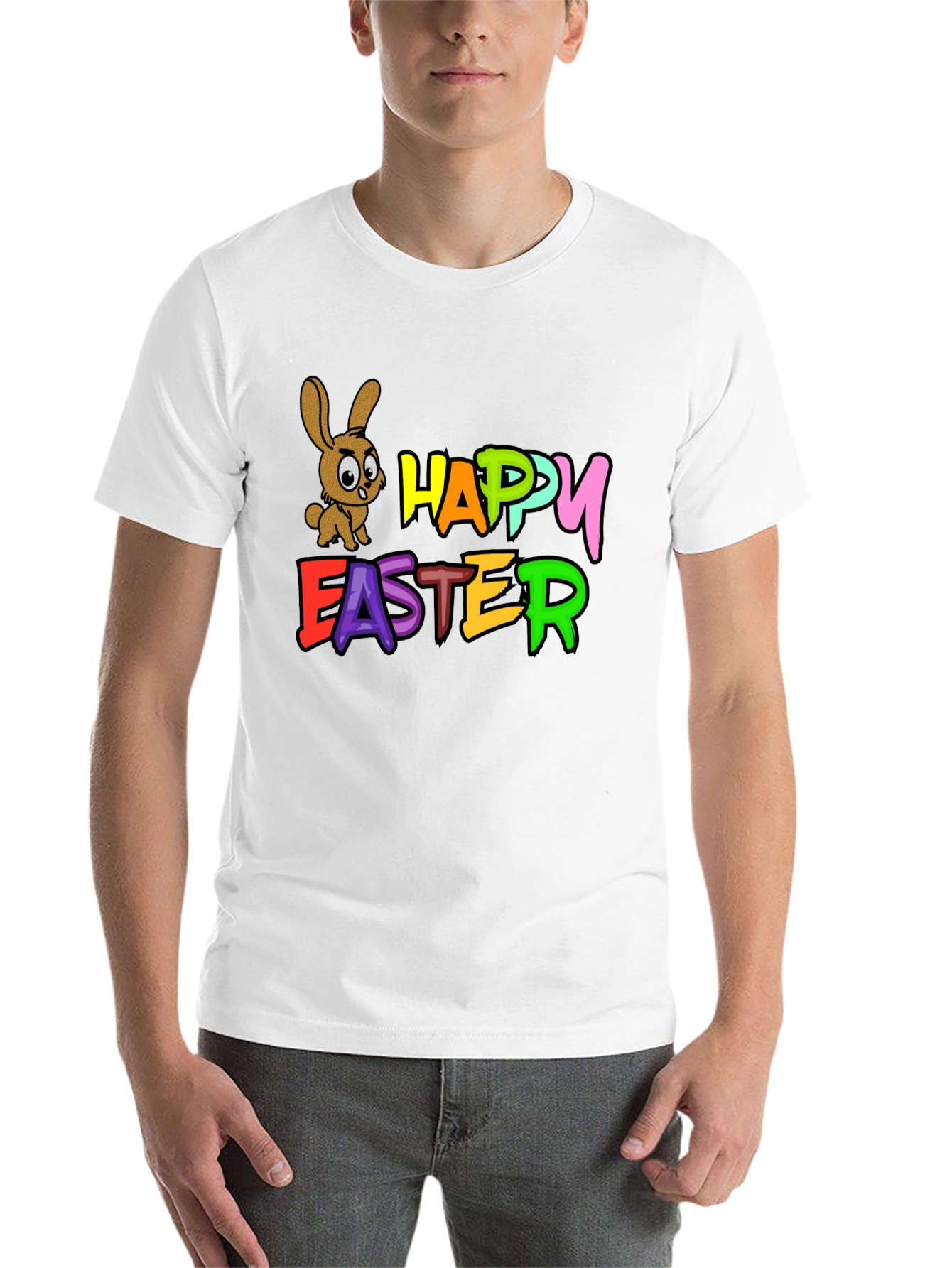 Black Happy Easter Bunny Black T-Shirt view 14
