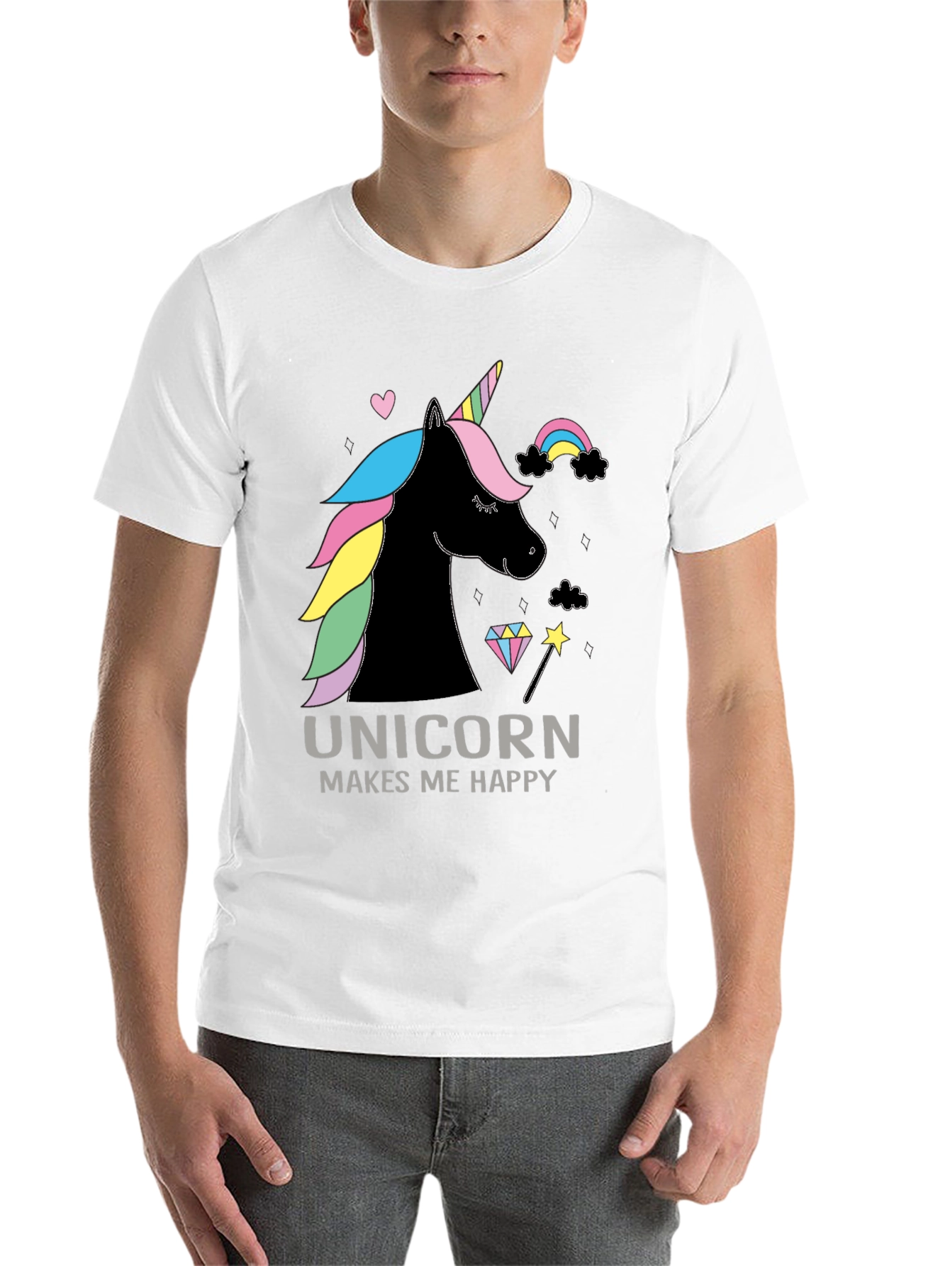 Black Unicorn Makes Me Happy Graphic Tee view 14