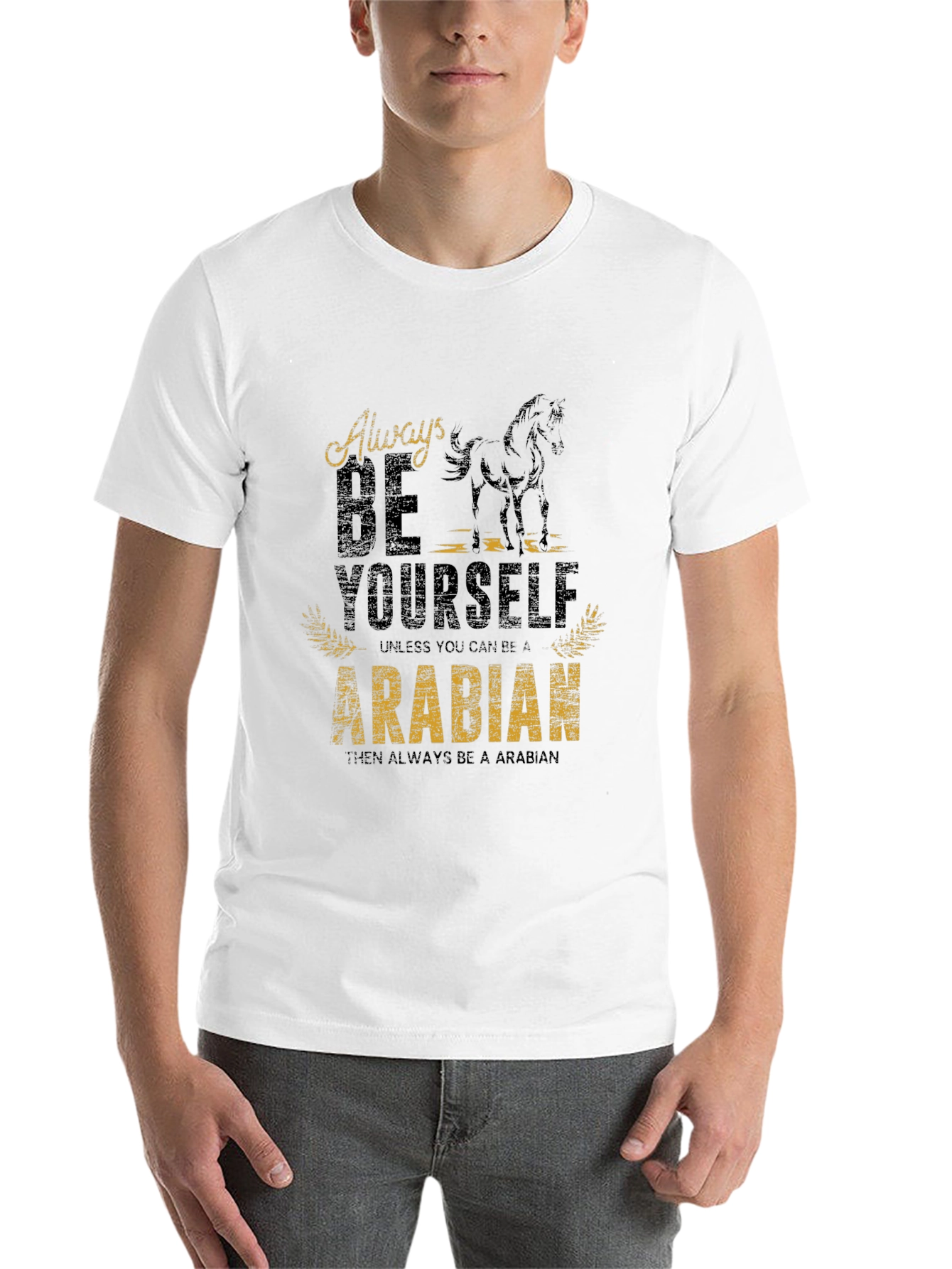 Black Always Be Yourself Arabian Horse Graphic Tee view 14