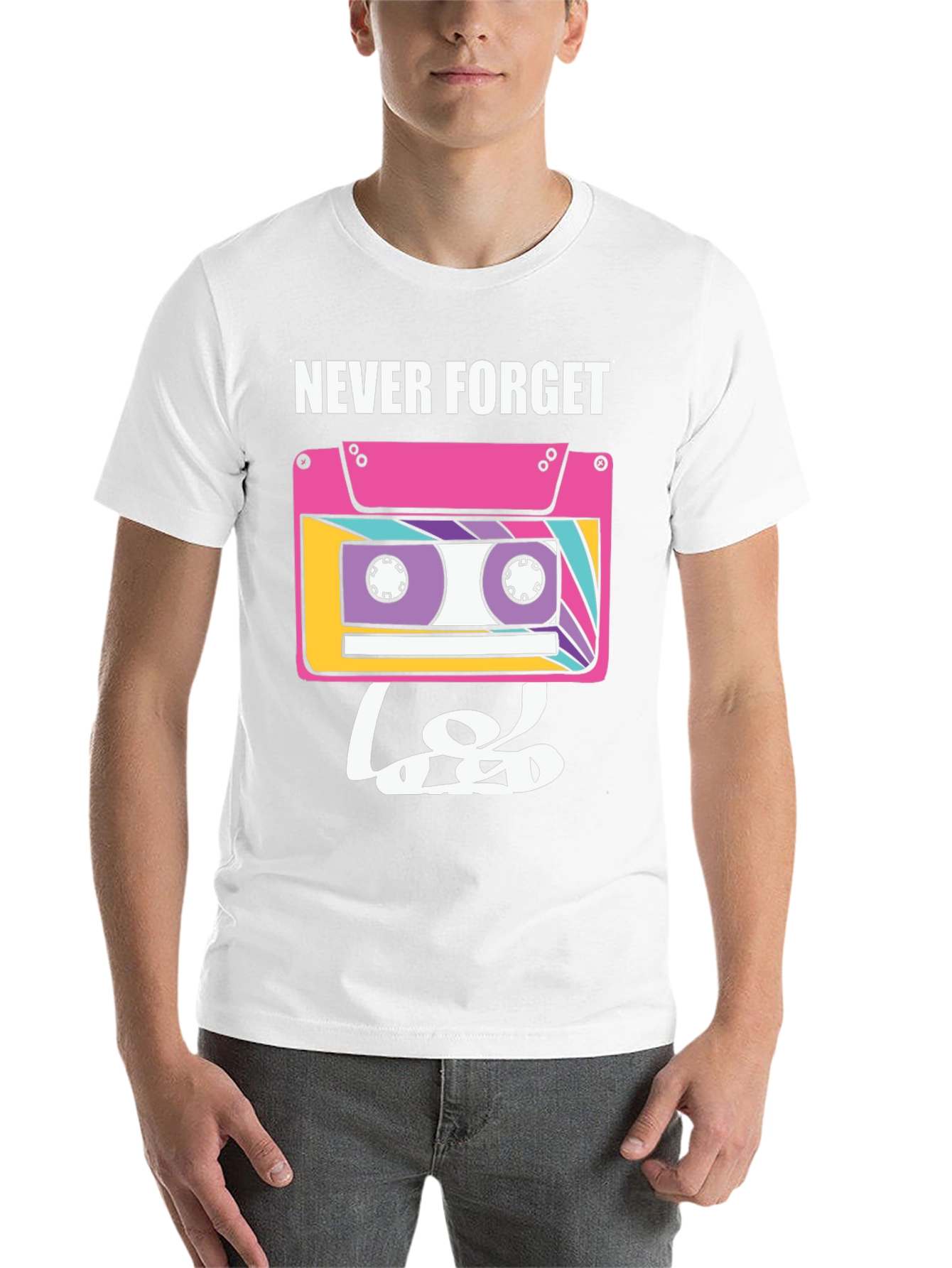 Black Retro Cassette Tape Graphic Tee - Never Forget view 14